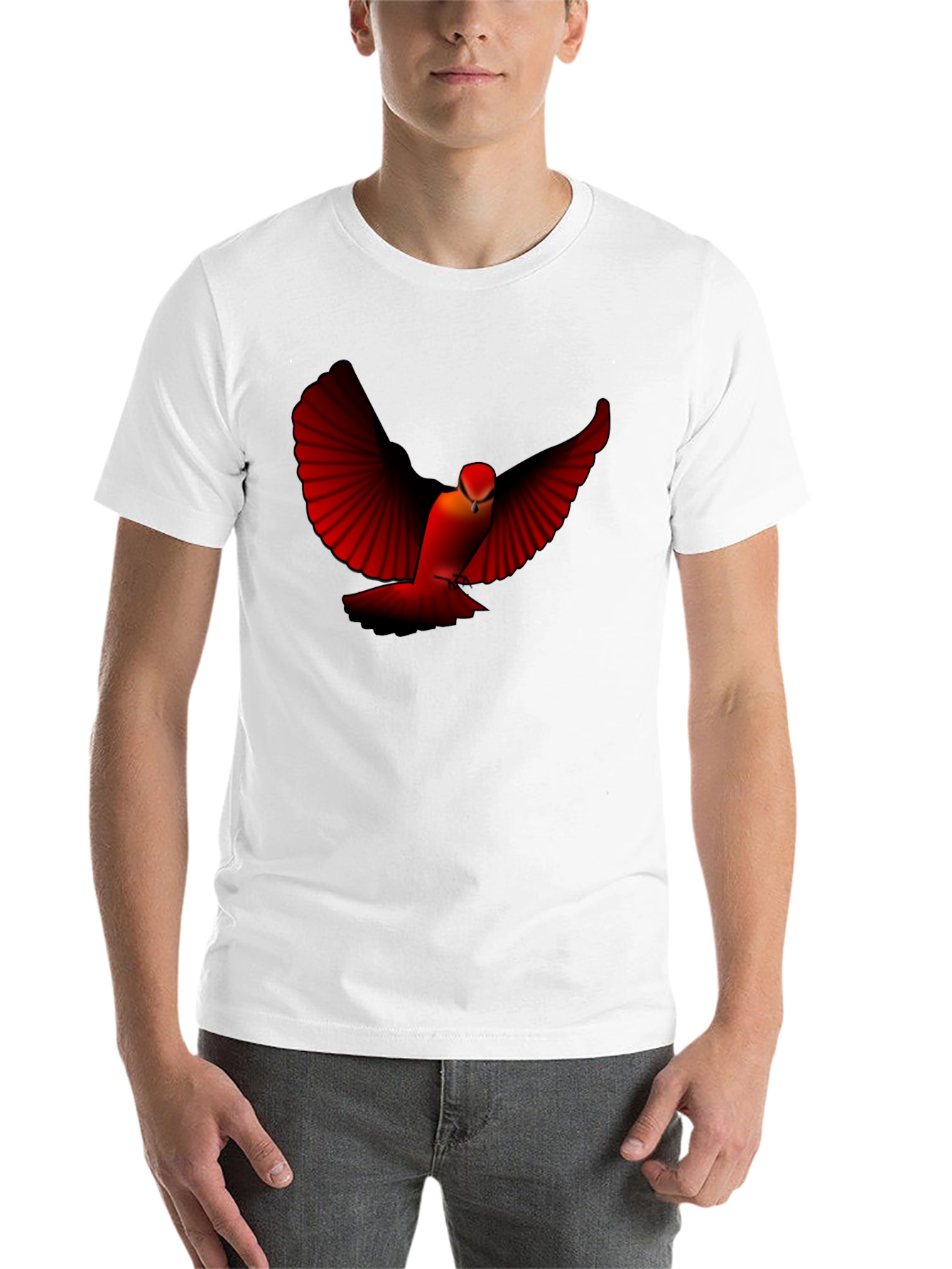 Black Red Bird Graphic Tee - Black Cotton Blend view 14
