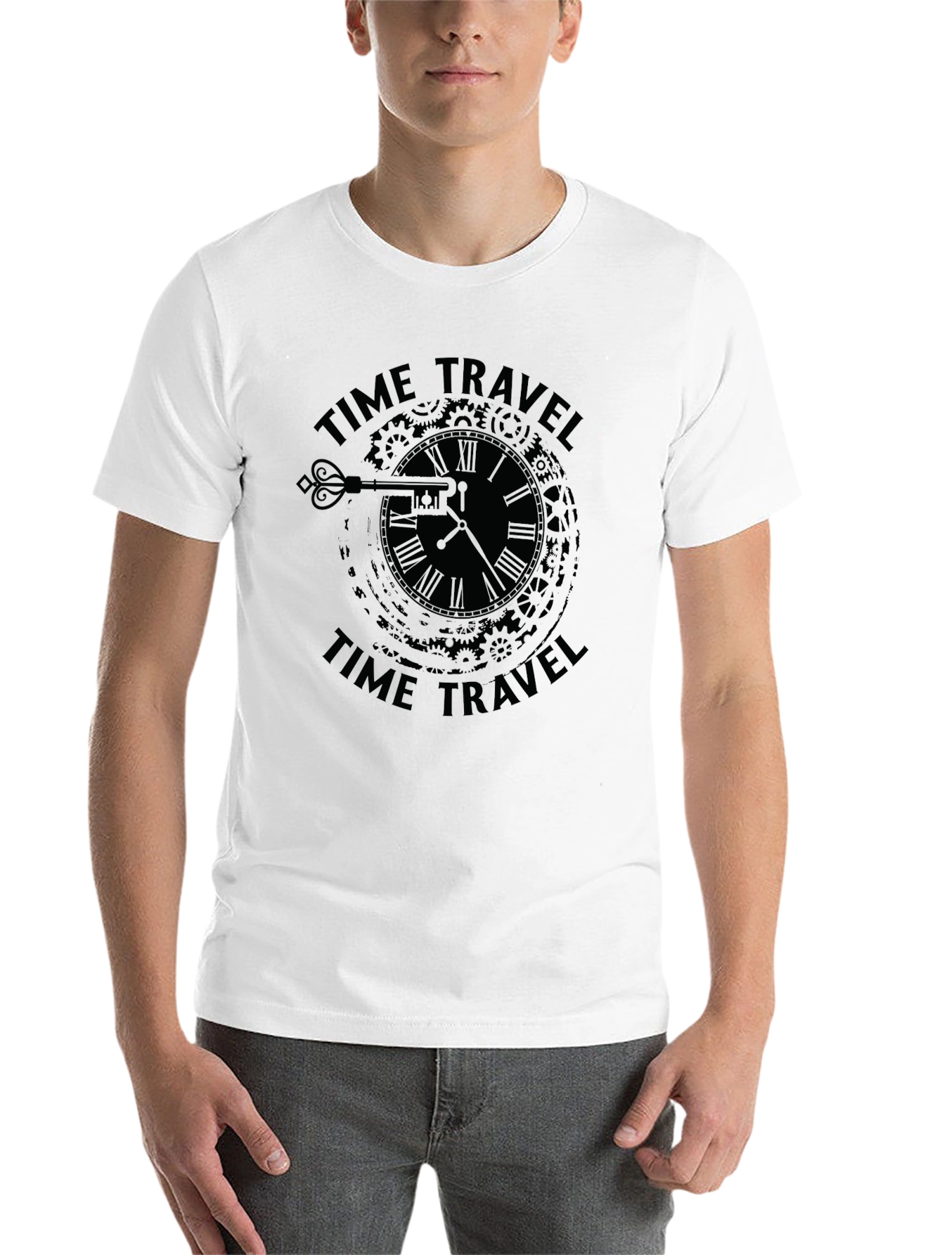 Black Time Travel Clock Graphic T-Shirt - Black view 14