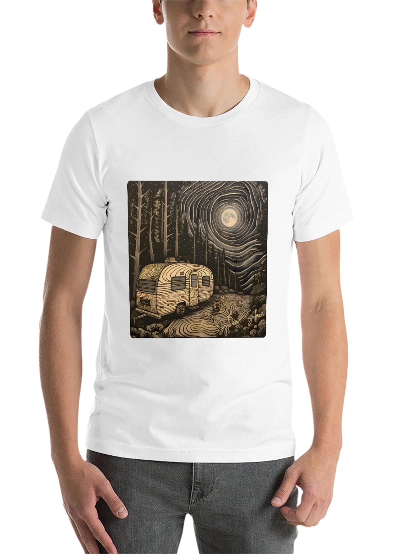 Black Camping Under the Moon T-Shirt view 14
