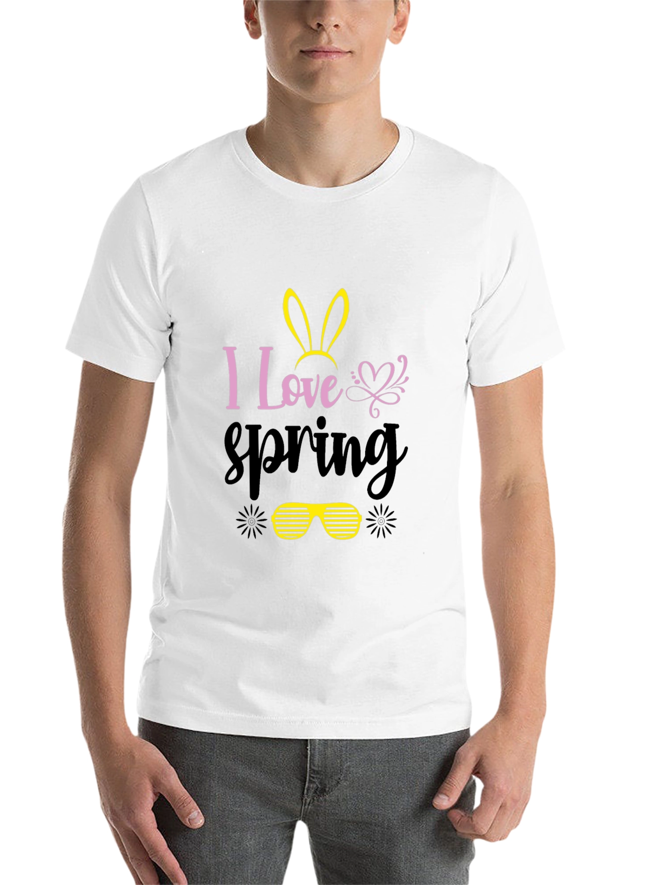 Black I Love Spring Bunny T-Shirt view 14
