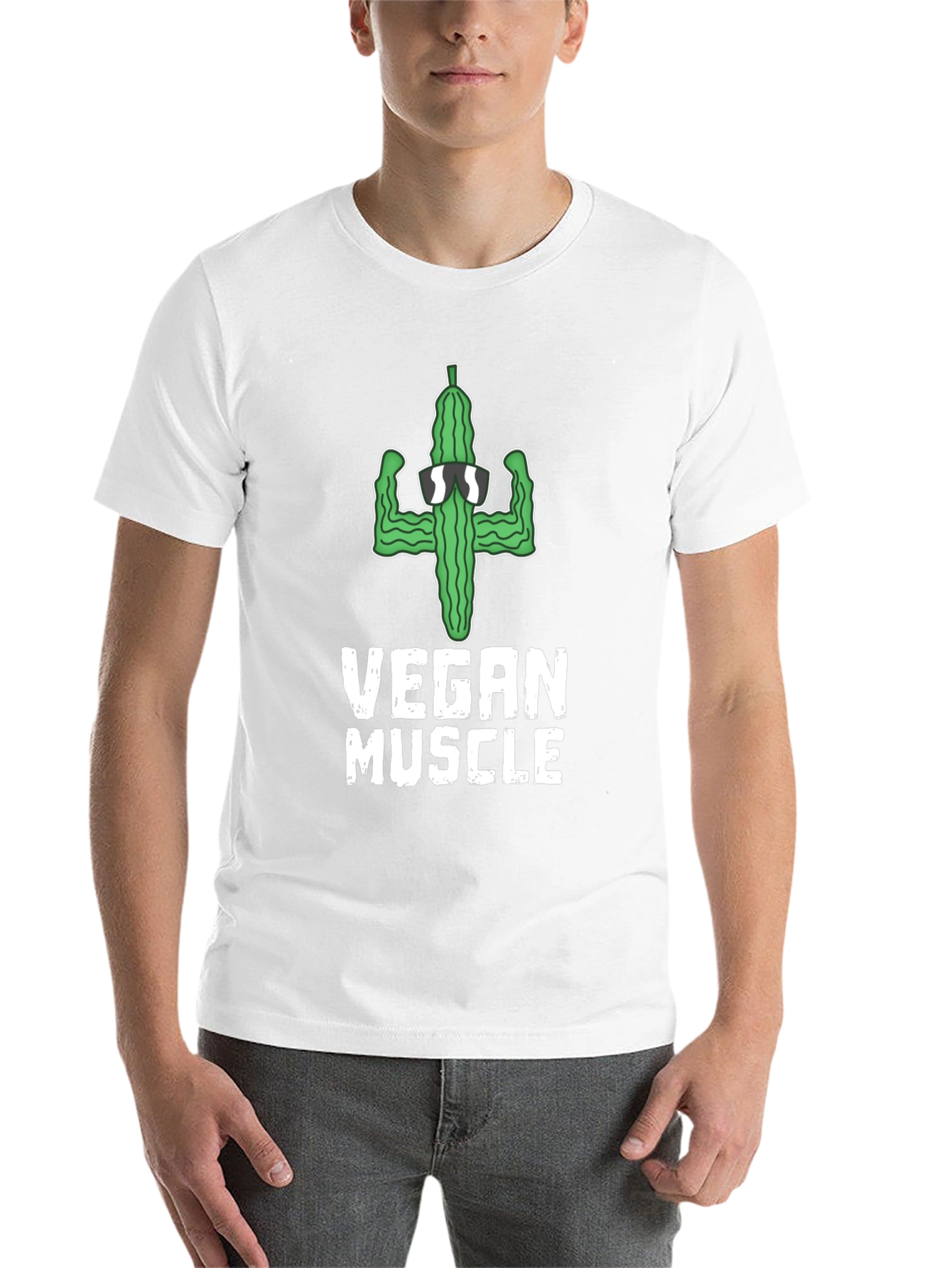 Black Vegan Muscle T-Shirt: Cucumber Gym Humor view 14