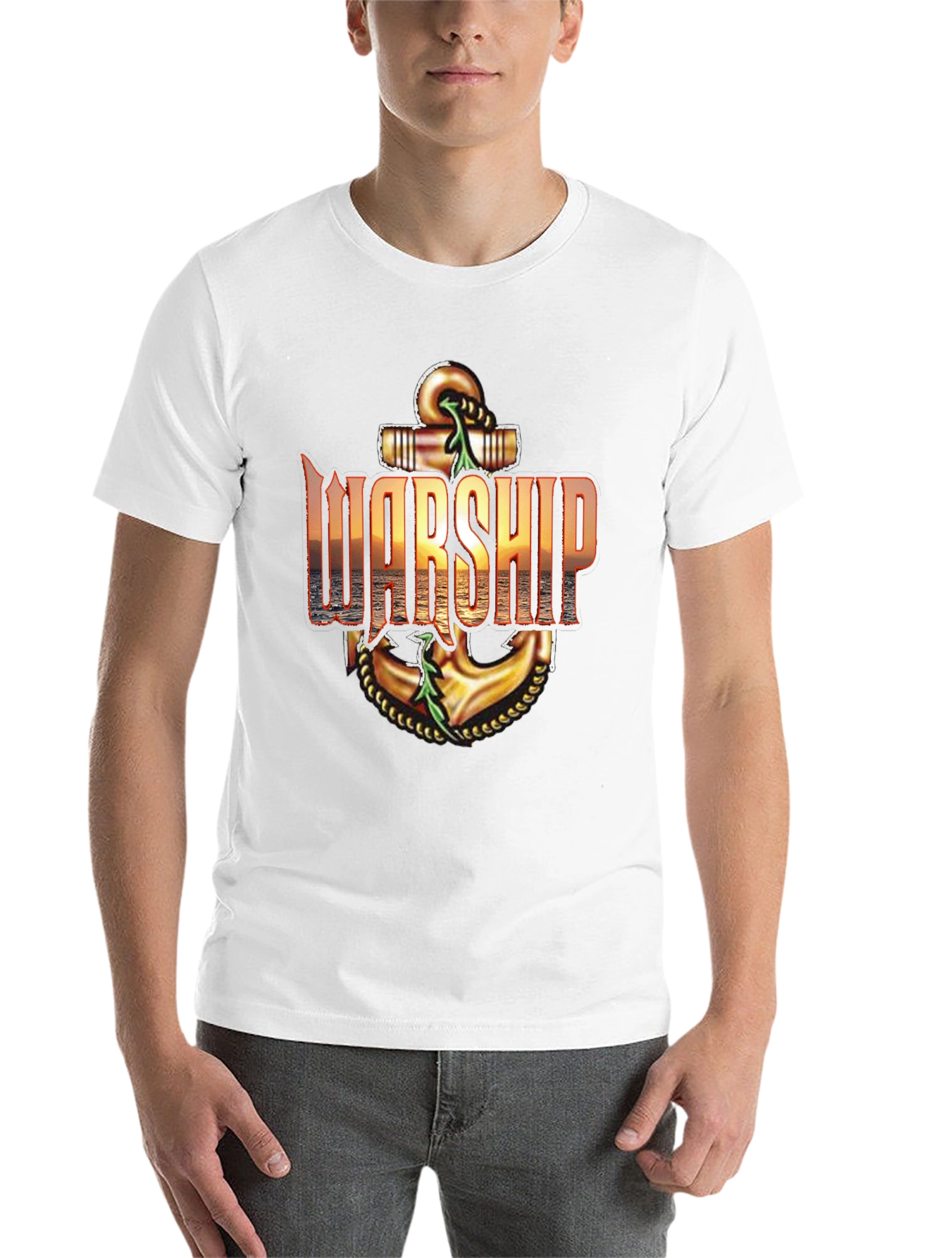 Black Warship Anchor Graphic Tee - Black Cotton view 14