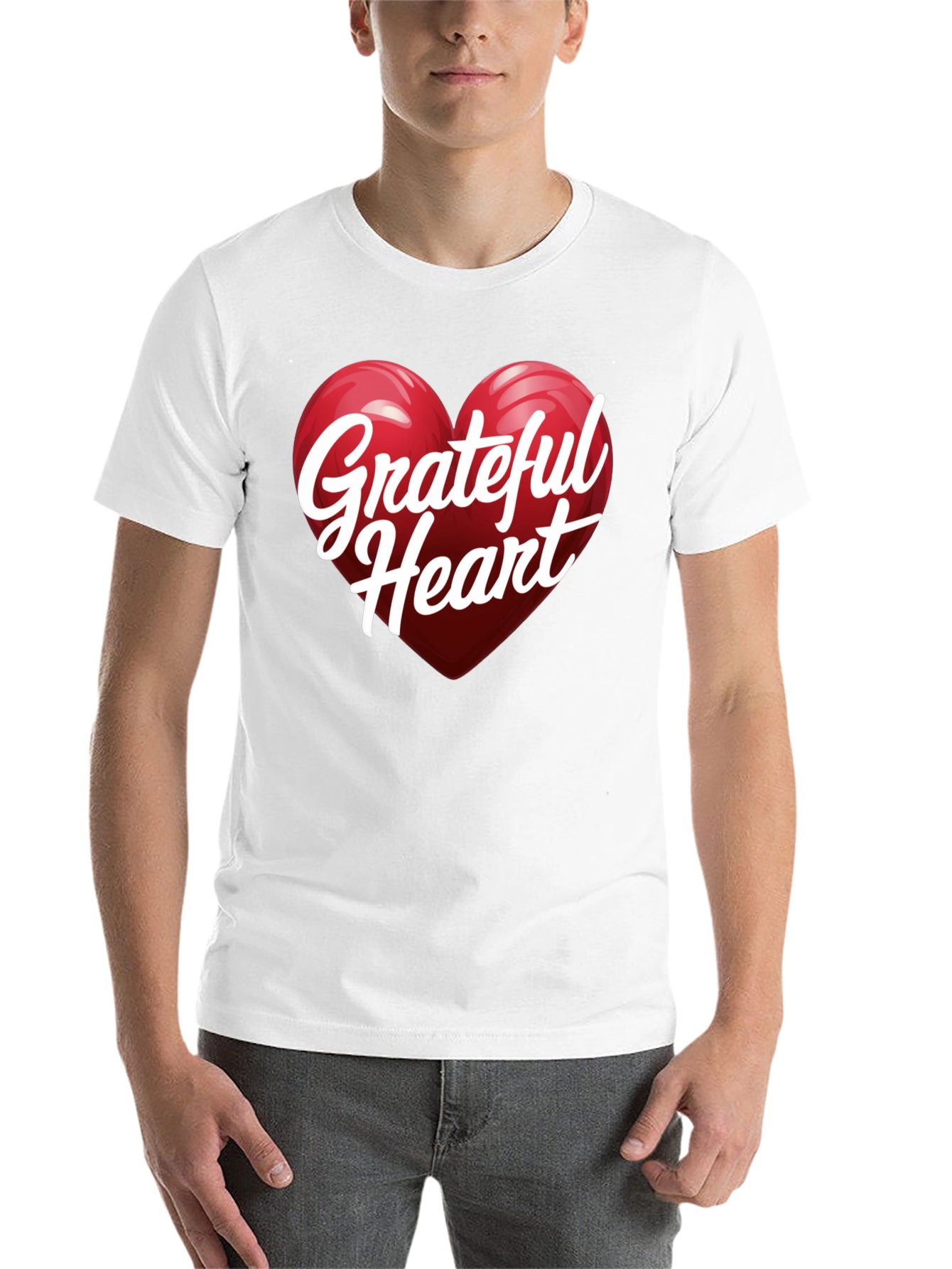 Black Grateful Heart Graphic T-Shirt - Stylish Unisex Top view 14