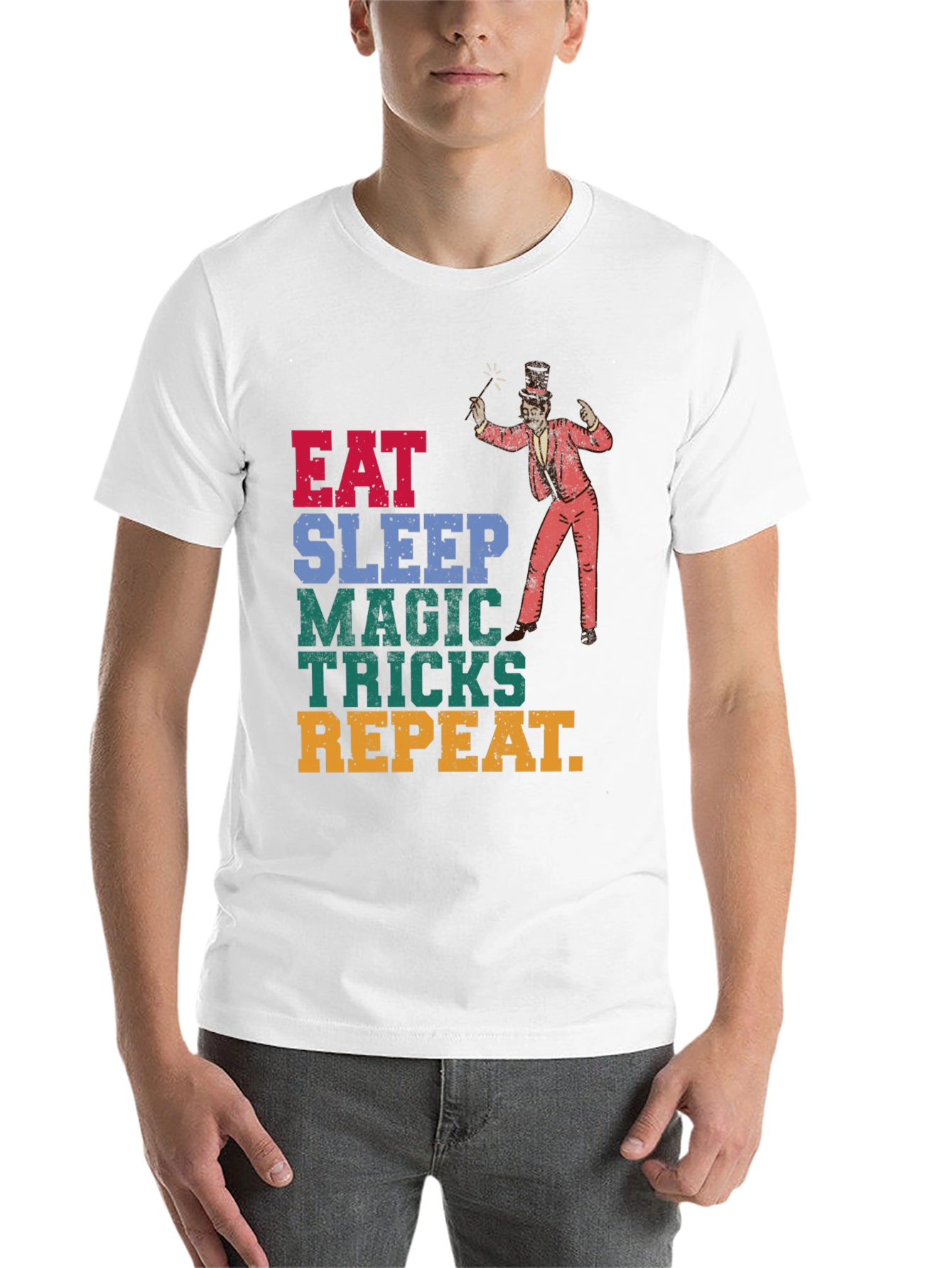 Black Eat Sleep Magic Tricks Repeat Graphic Tee view 14