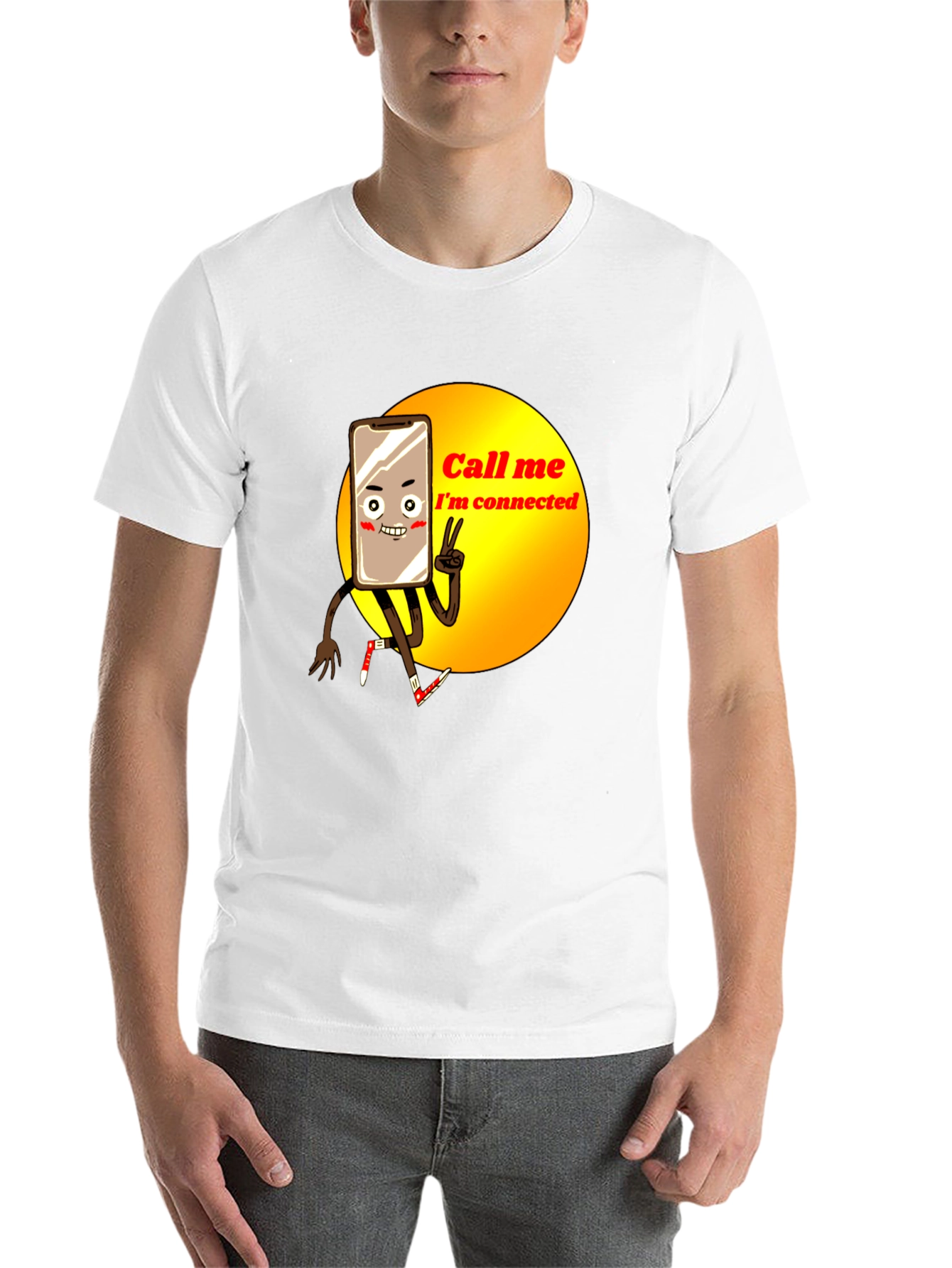 Black Connected Phone Cartoon T-Shirt view 14