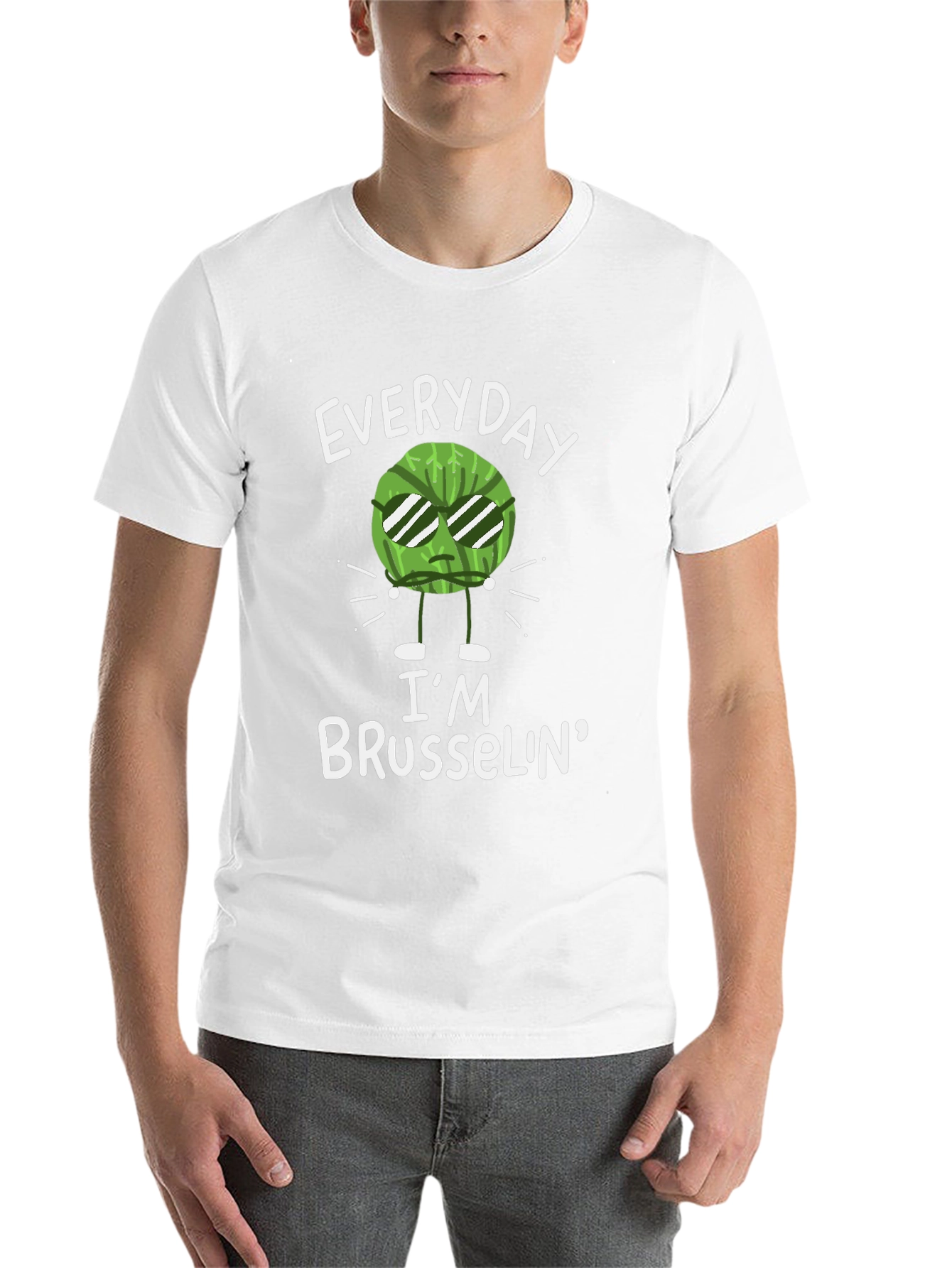Black Everyday I'm Brusselin' T-Shirt - Funny Vegetable Pun Tee view 14