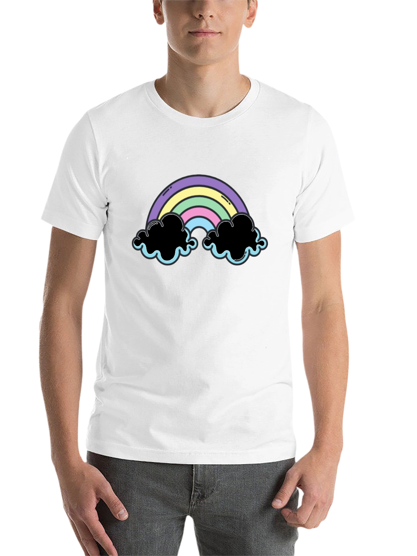 Black Pastel Rainbow Cloud Graphic Tee view 14