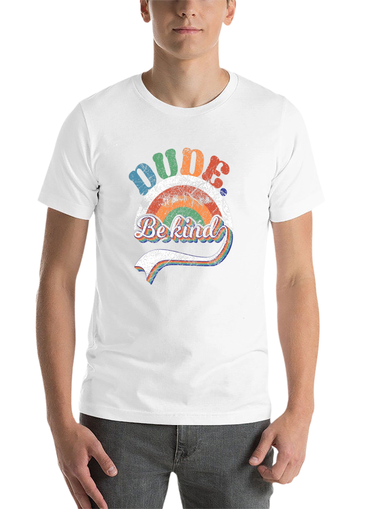Black Dude Be Kind Rainbow Graphic T-Shirt view 14