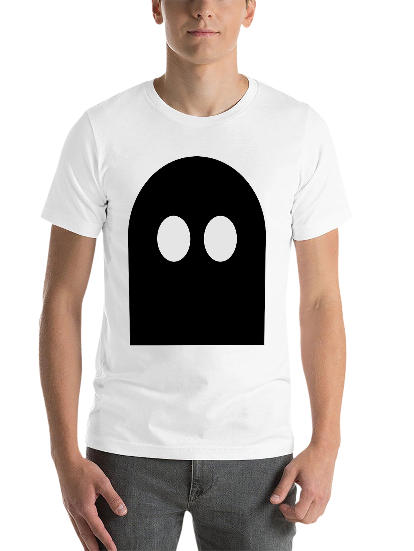 Black Minimalist Ghost T-Shirt - Black Cotton Tee view 14