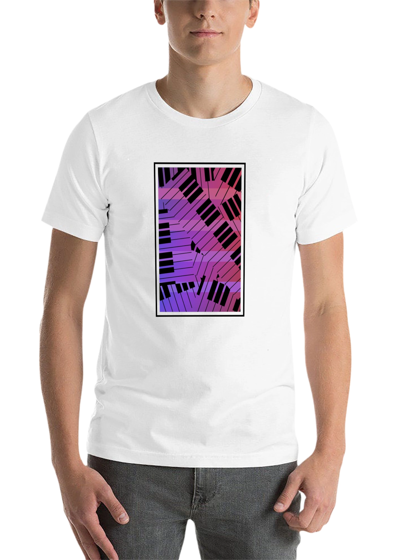 Black Abstract Piano Keys Graphic Black T-Shirt view 14