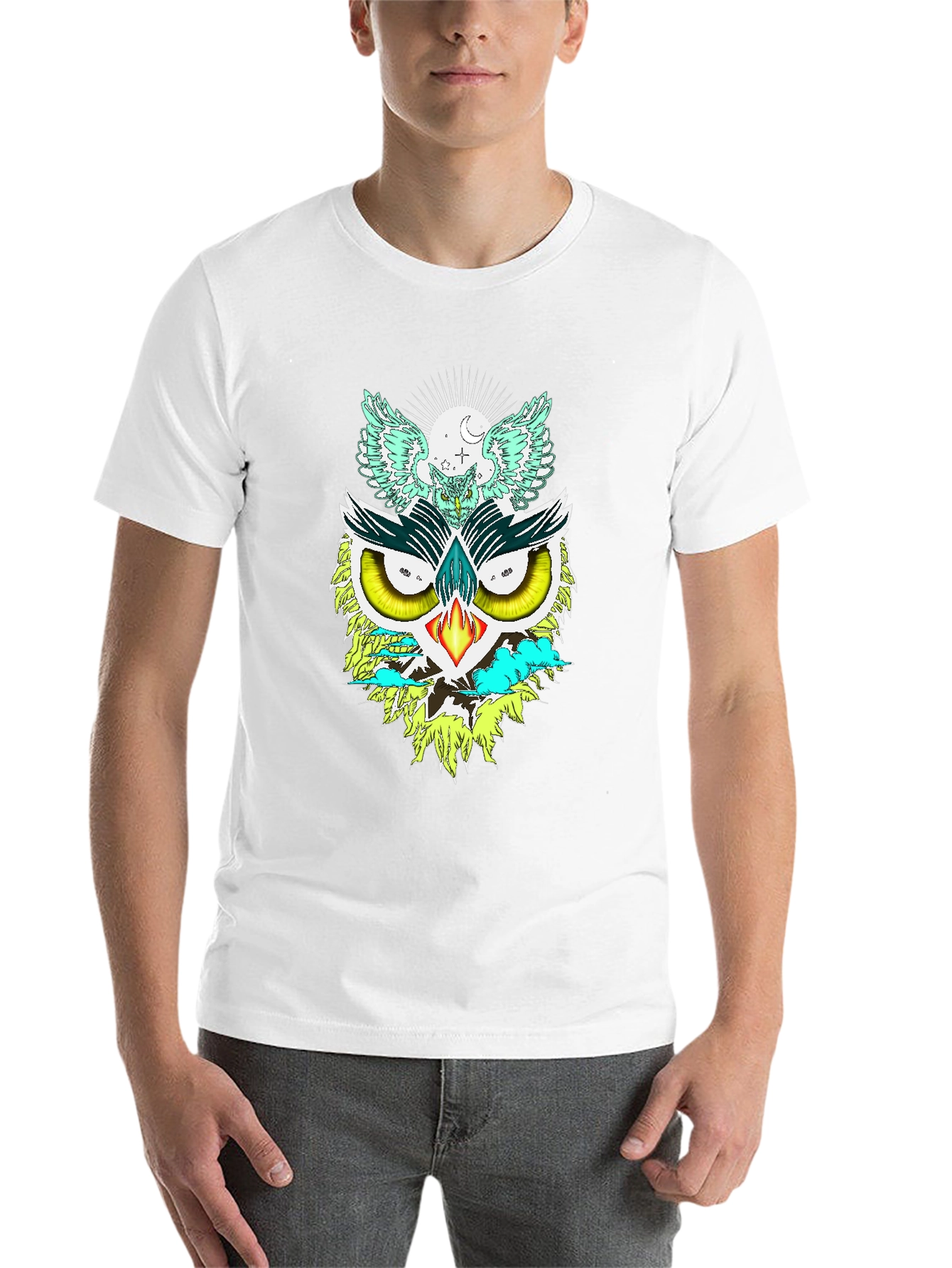 Black Unique Owl Graphic Print Tee view 14