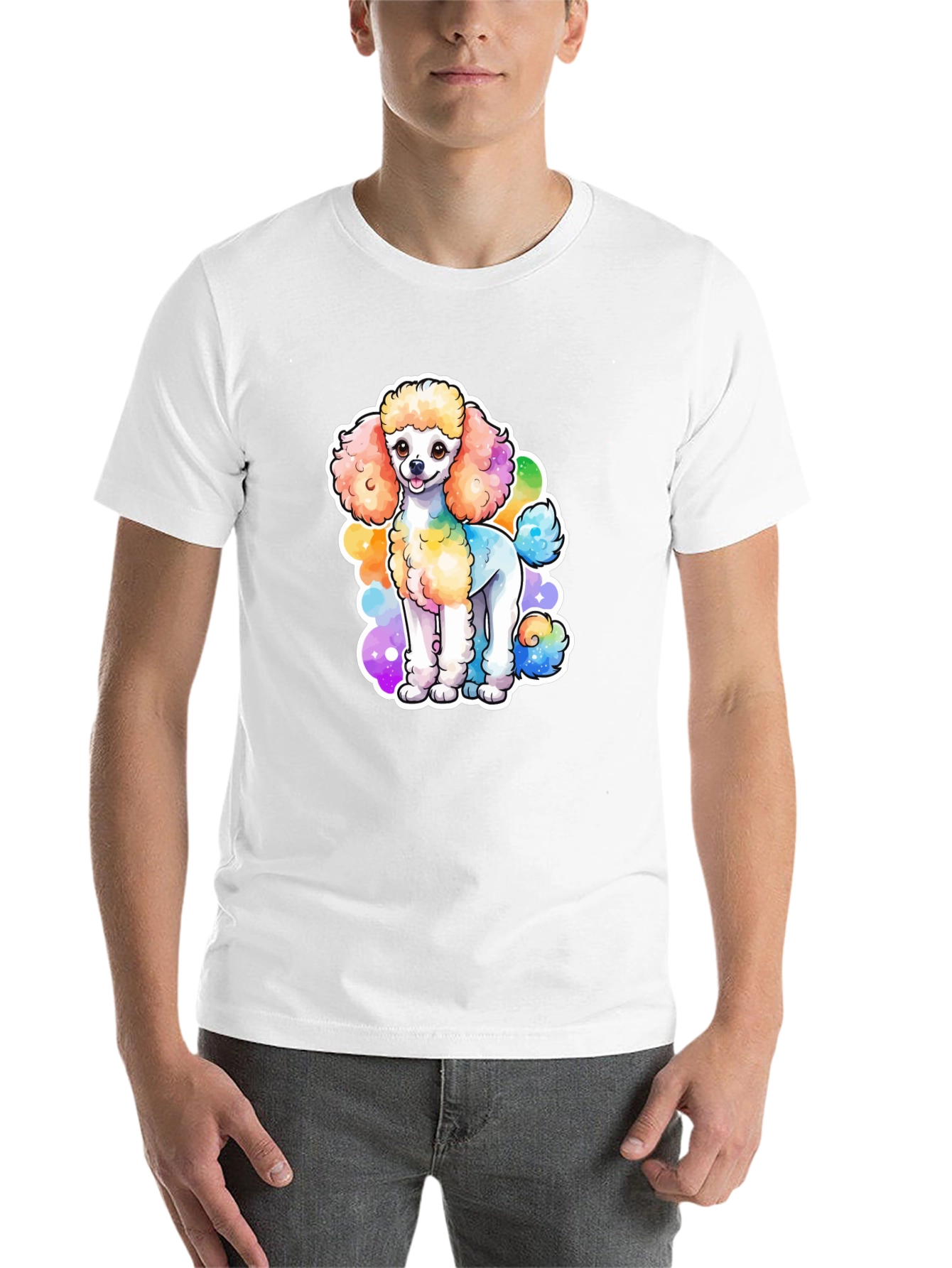 Black Rainbow Poodle Graphic Black T-Shirt view 14