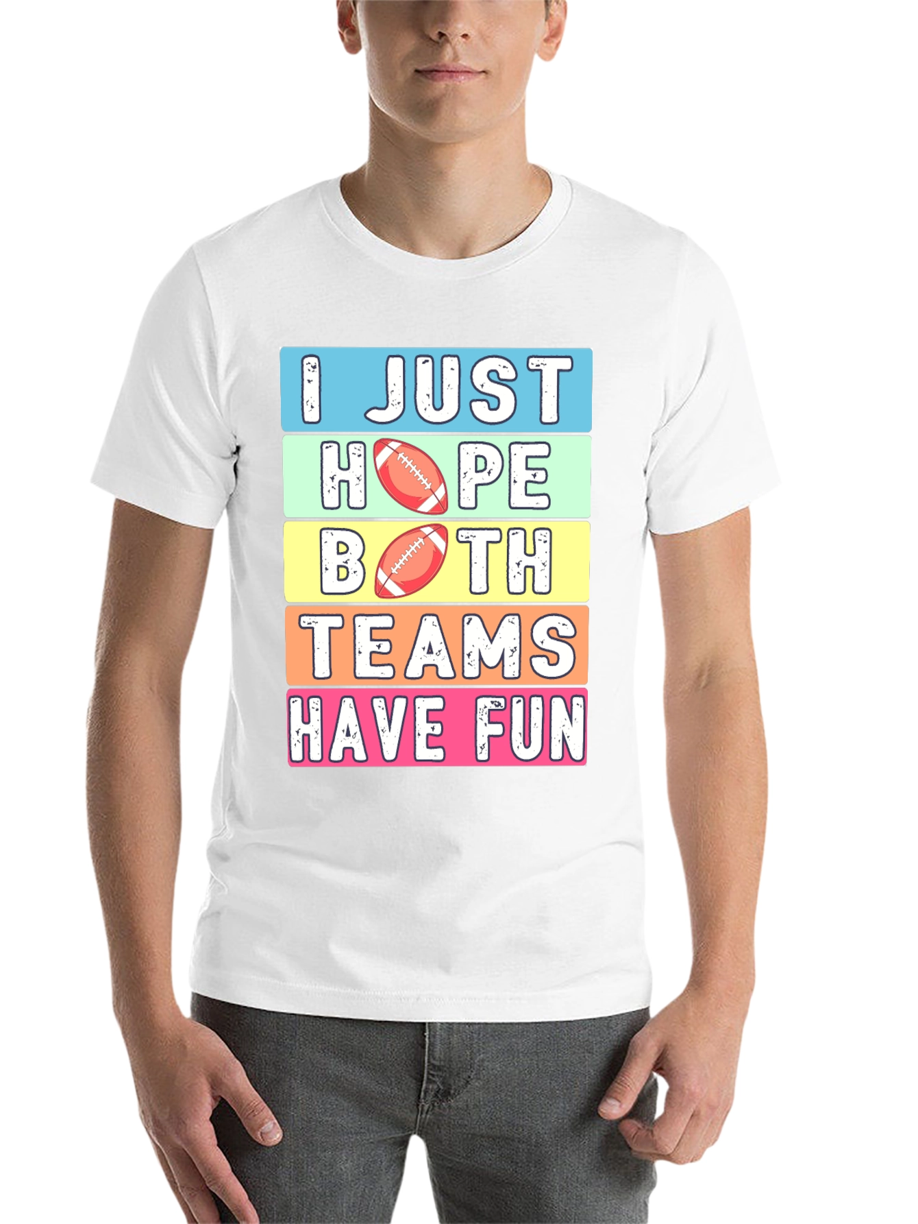 Black Funny Football T-Shirt: I Just Hope Both Teams Have Fun view 14
