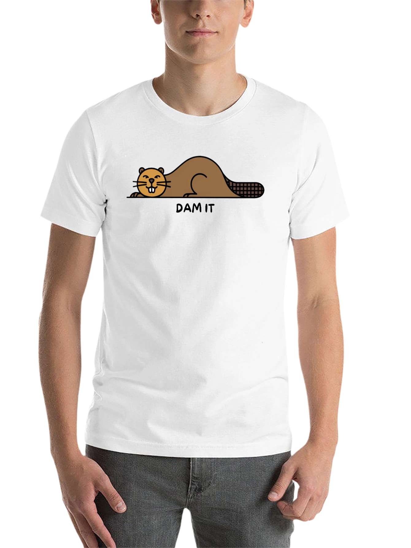 Black Funny Beaver "Dam It" Graphic T-Shirt view 14