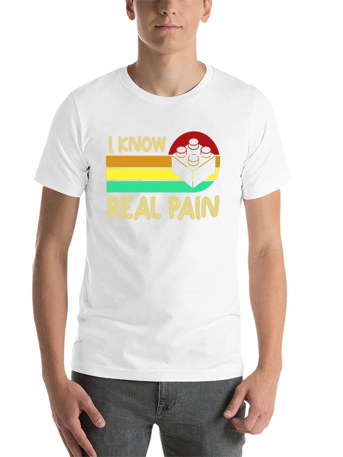 Black I Know Real Pain Funny Brick T-Shirt view 14
