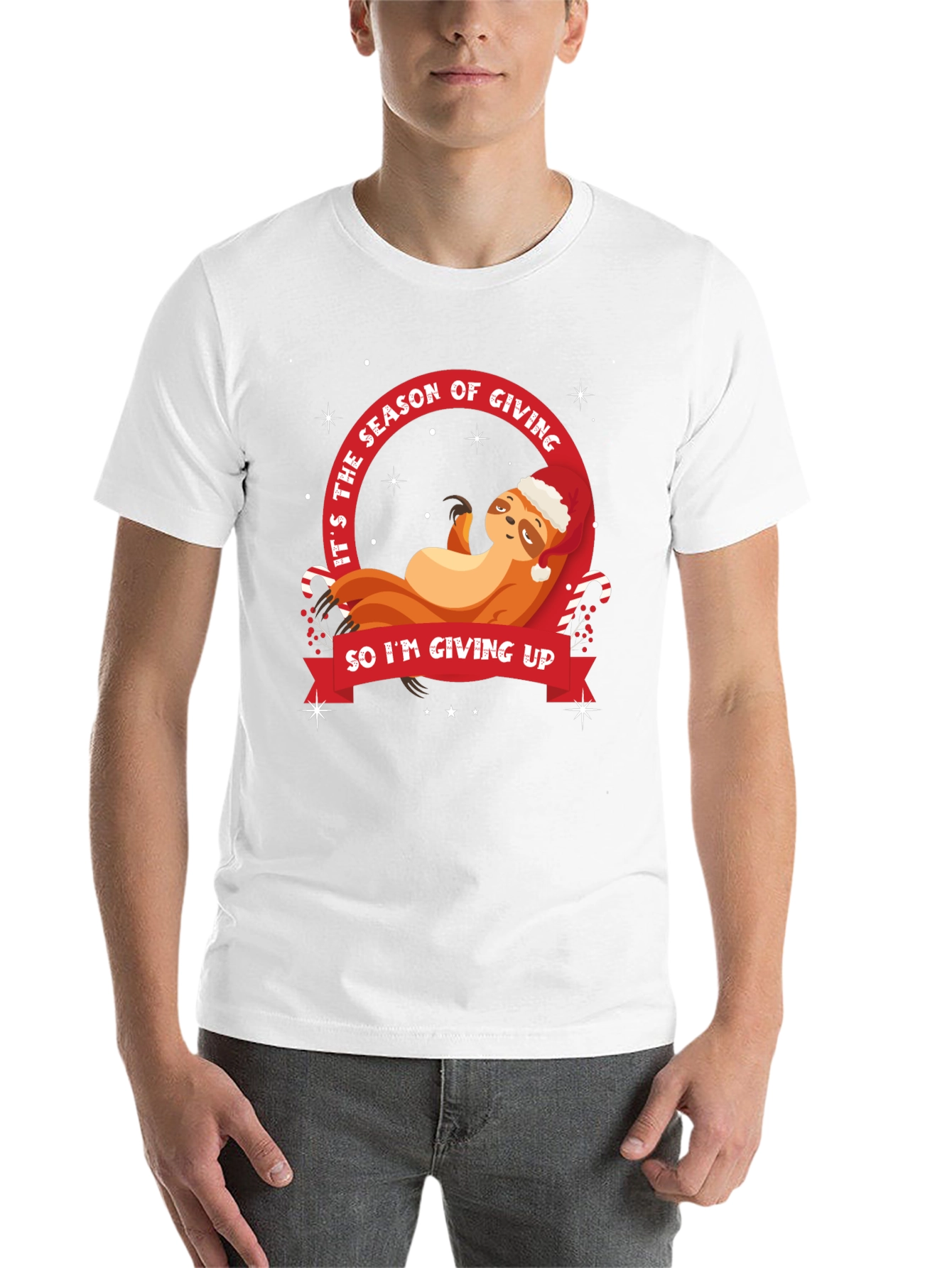 Black Funny Sloth Christmas T-Shirt - Season of Giving view 14