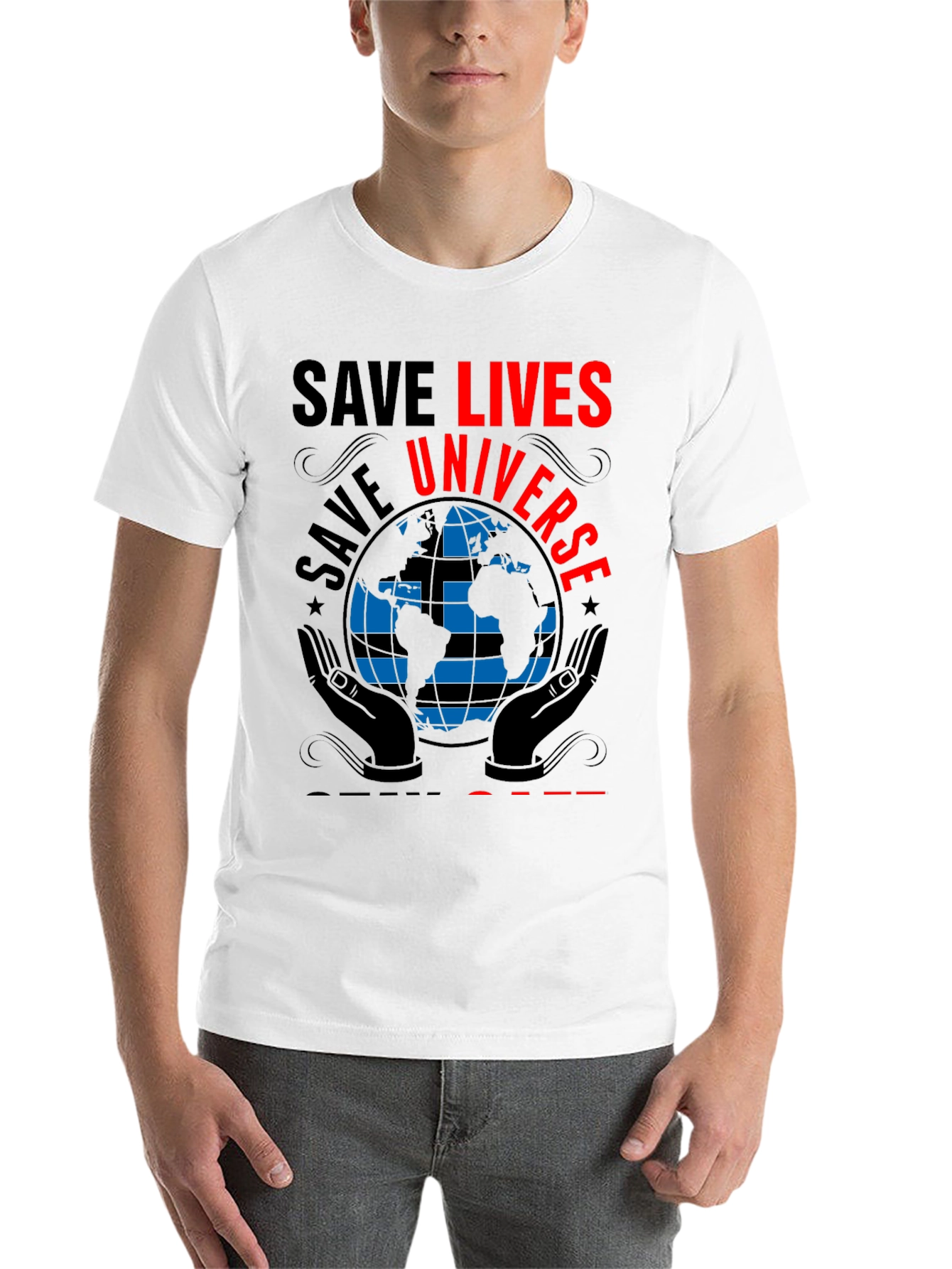 Black Save Lives Save Universe Graphic T-Shirt view 14
