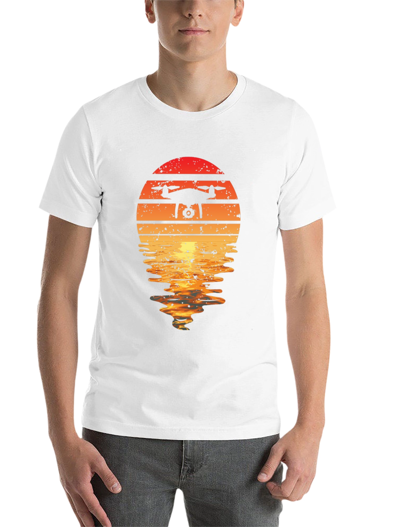 Black Drone Sunset Graphic Tee -  Unique Design view 14