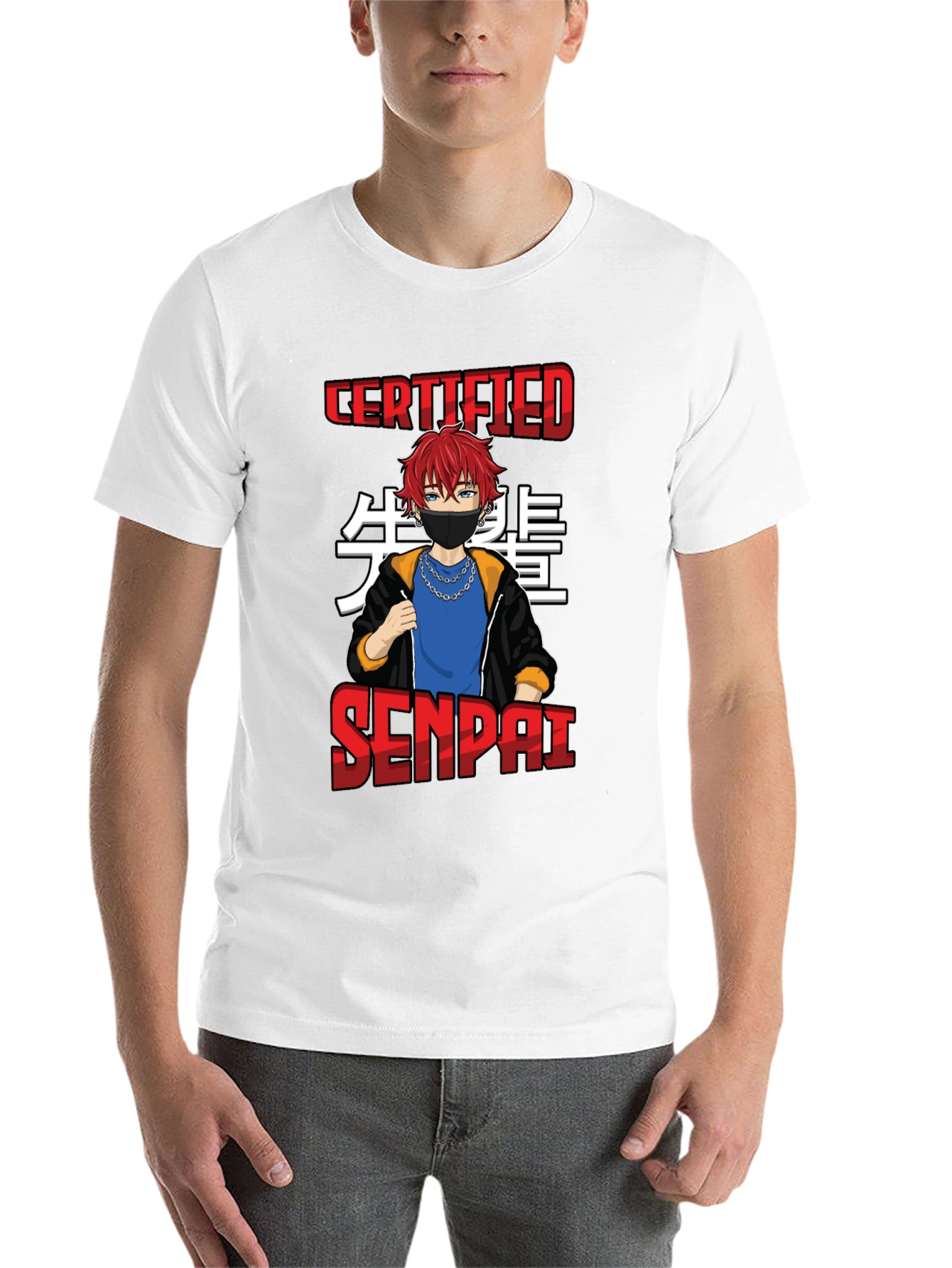 Black Certified Senpai Anime Style T-Shirt view 14