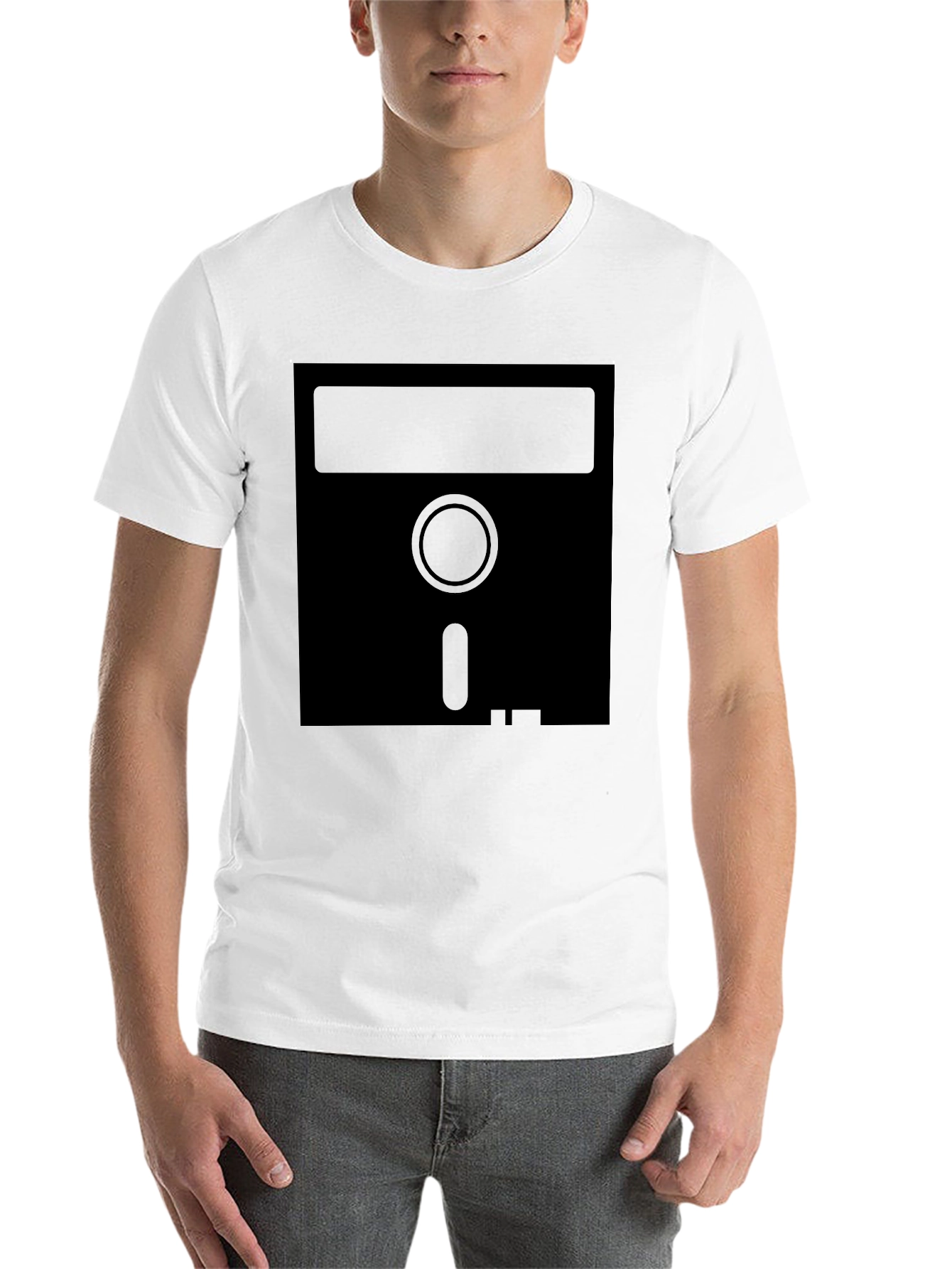 Black Retro Floppy Disk T-Shirt - Vintage Tech Style view 14