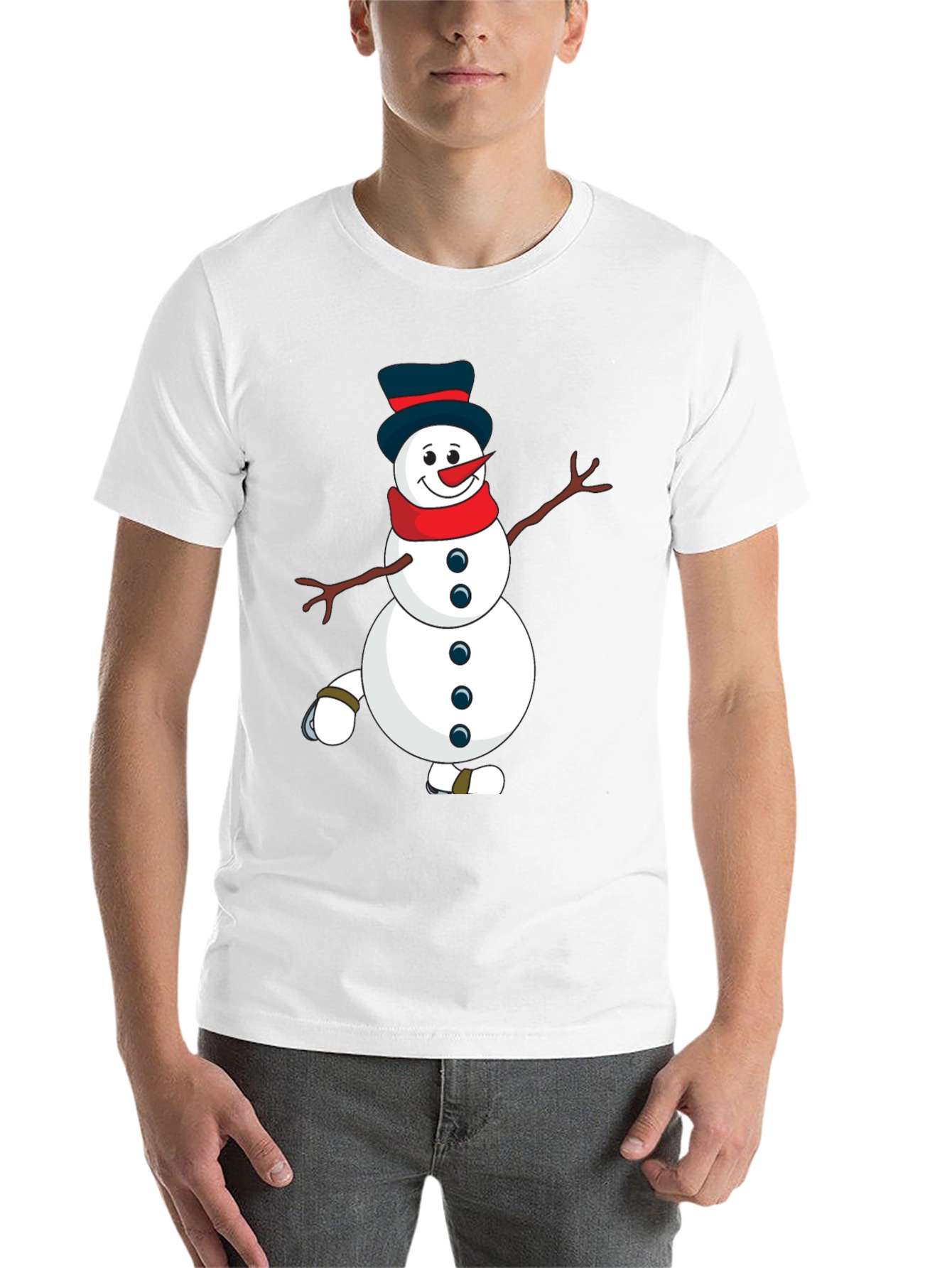 Black Snowman Graphic Tee - Black Cotton Blend view 14