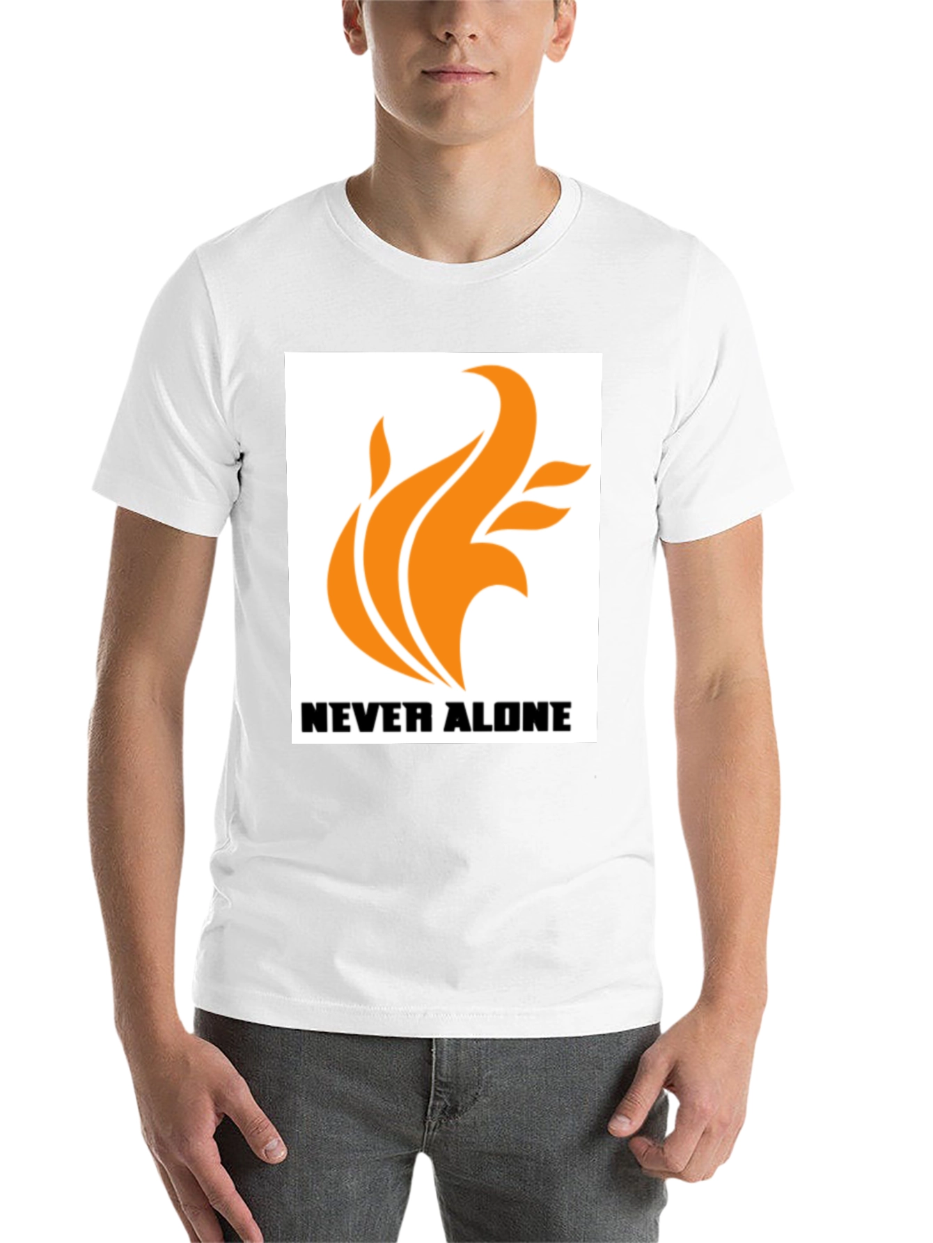 Black Never Alone Graphic Black T-Shirt view 14