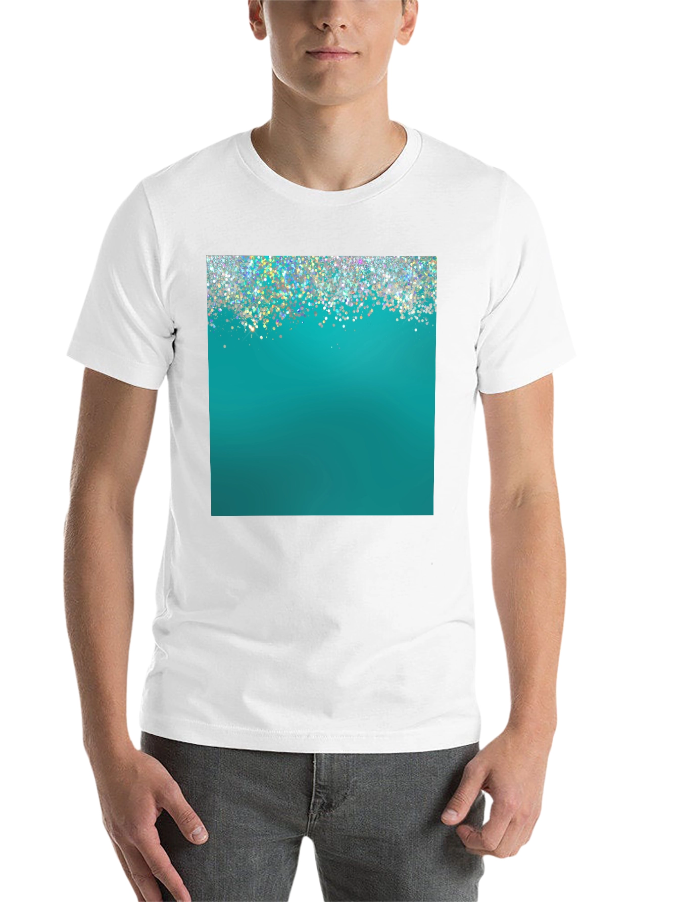 Black Teal Sparkle Graphic Tee - Modern Style view 14
