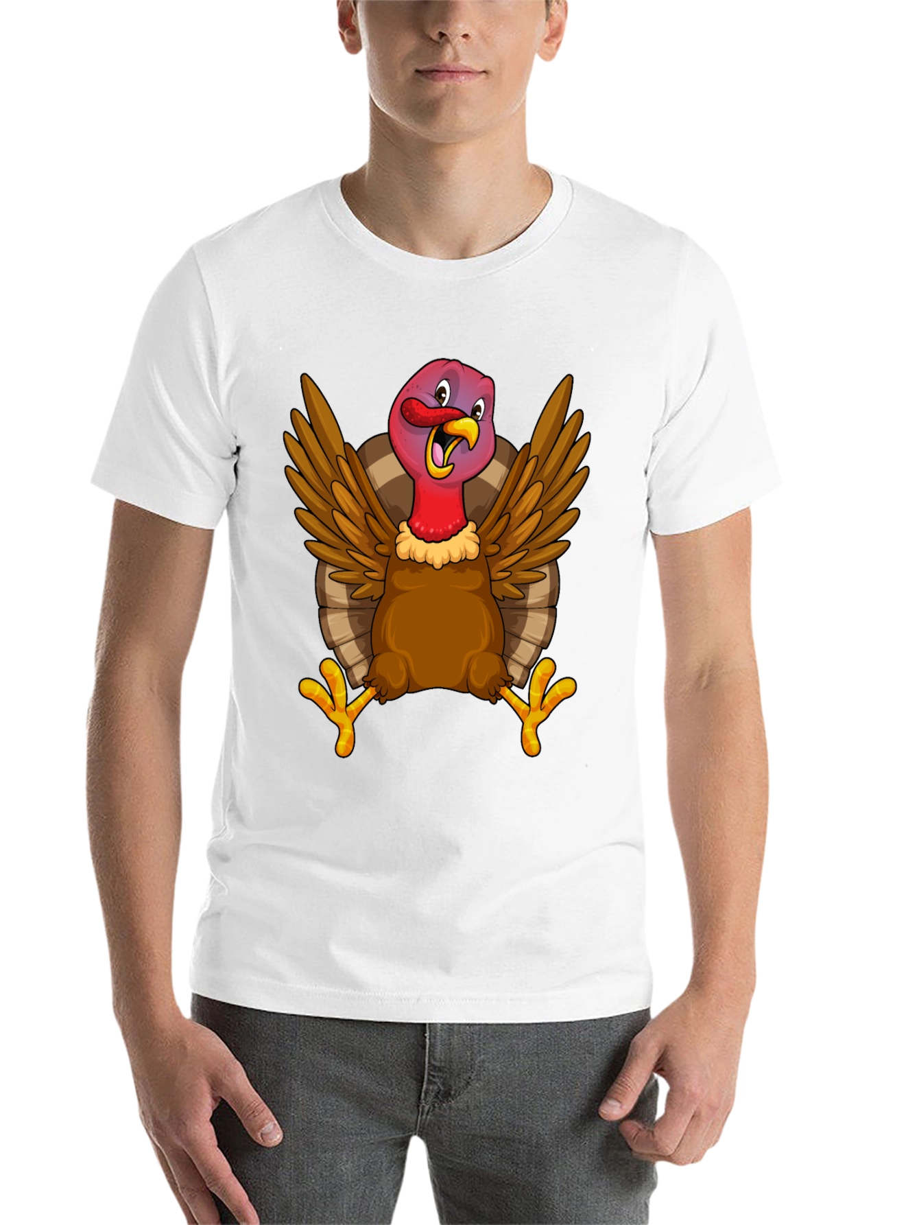 Black Funny Turkey Graphic Tee - Thanksgiving Holiday T-Shirt view 14