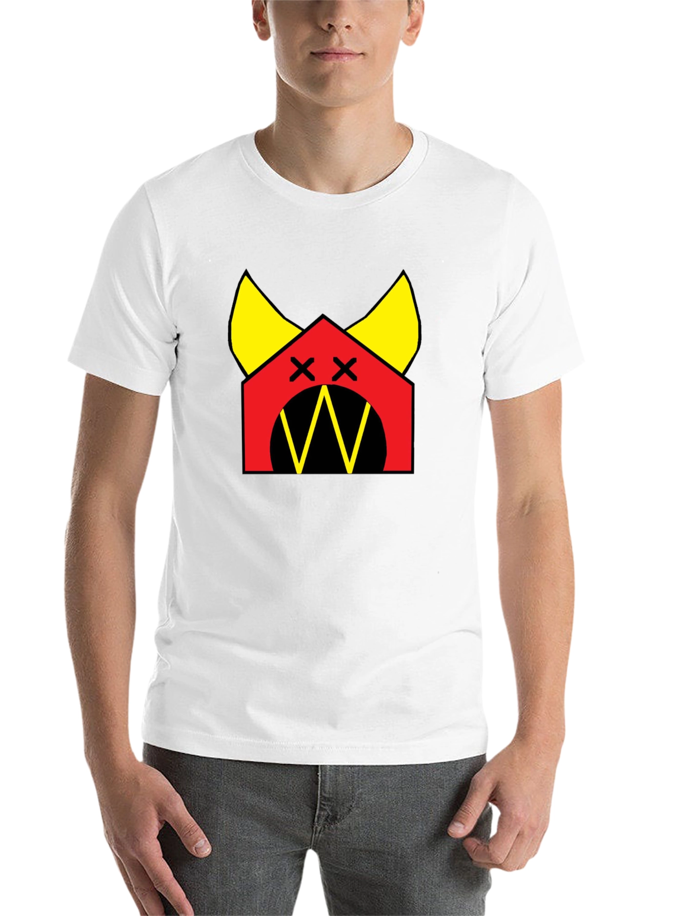 Black Graphic Tee: Red House with Yellow Accents Black T-Shirt view 14