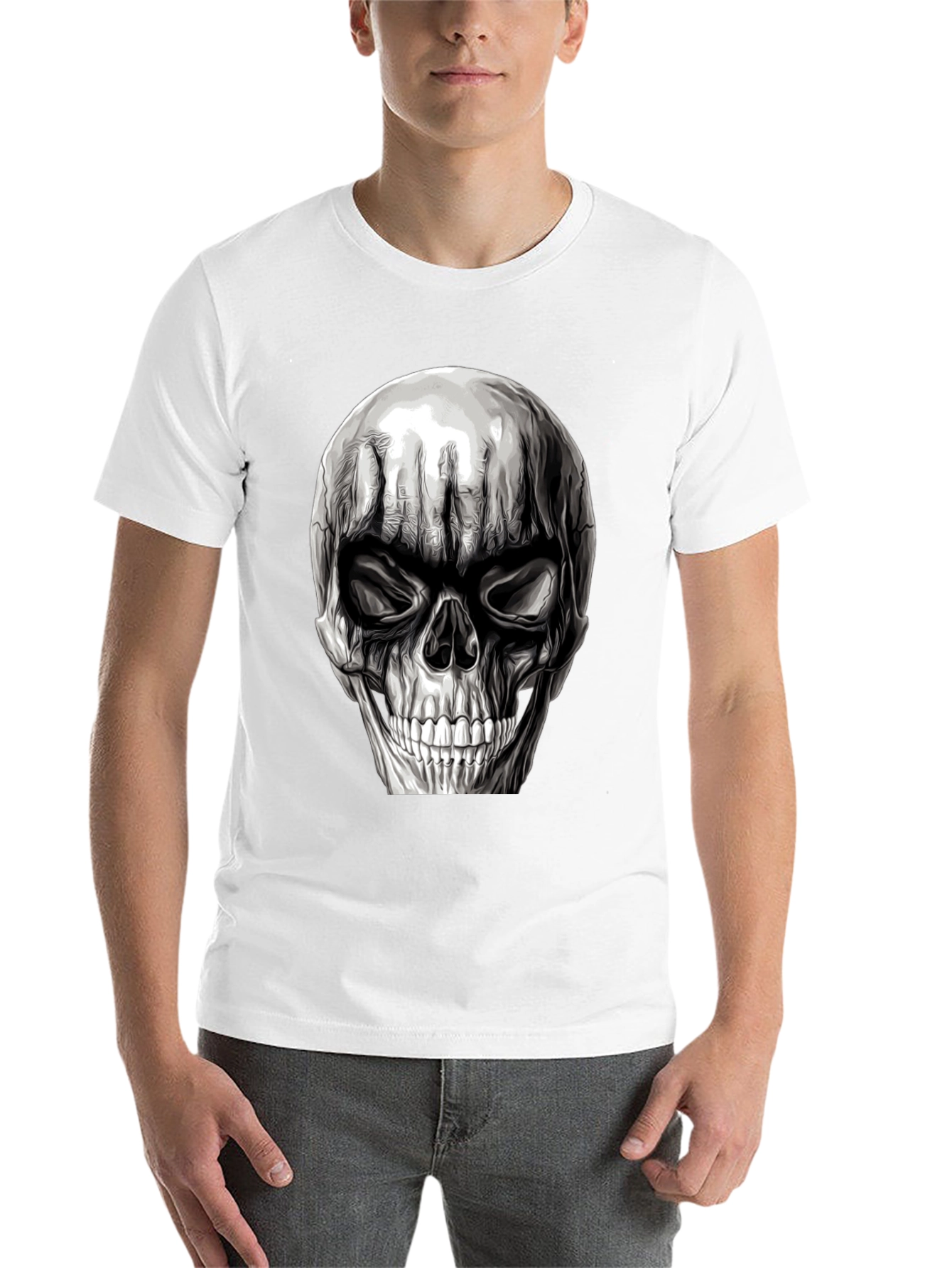 Black Skull Graphic T-Shirt - Men's Black Tee view 14