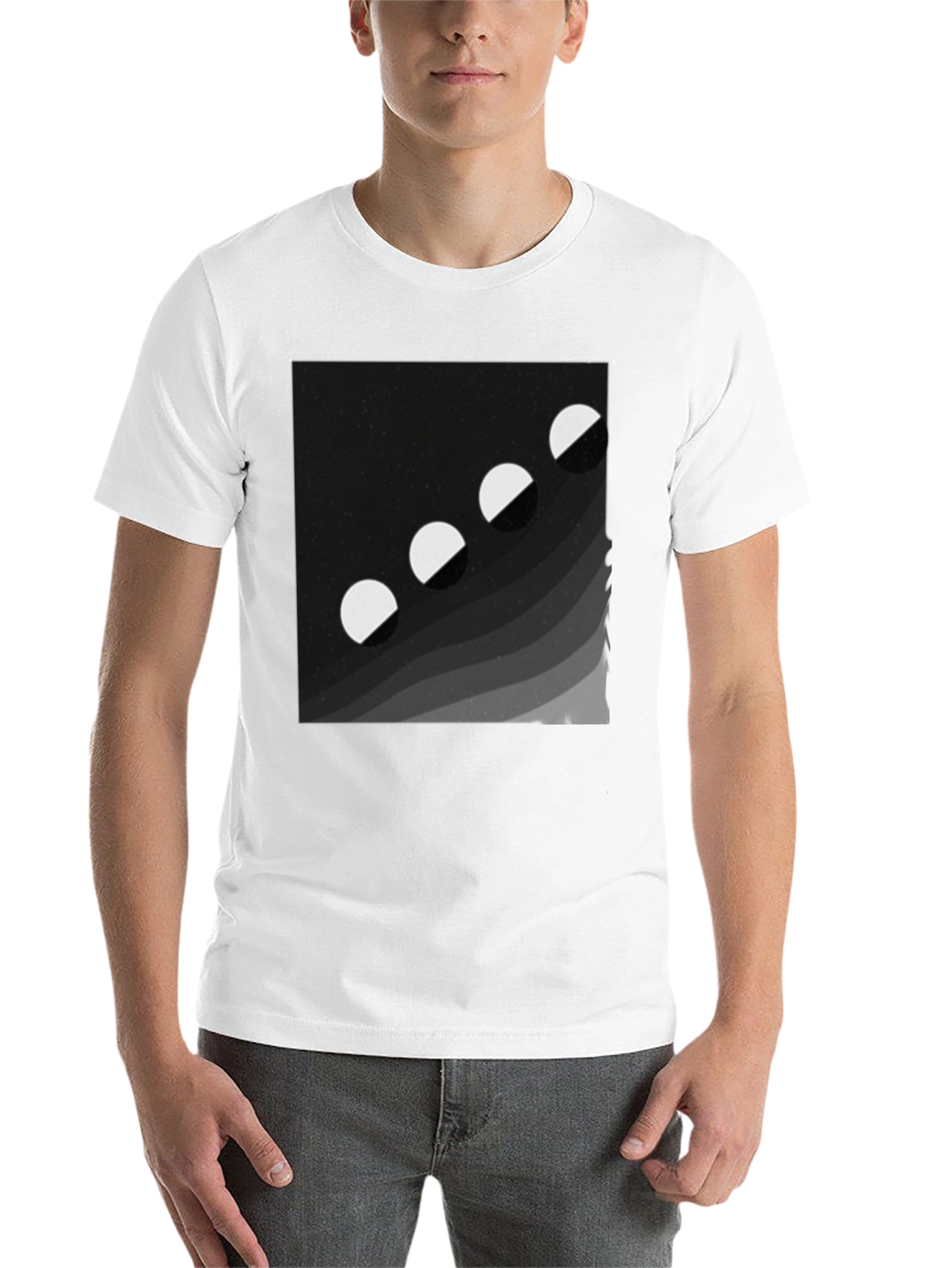 Black Lunar Phase Graphic Tee - Black Cotton Comfort view 14