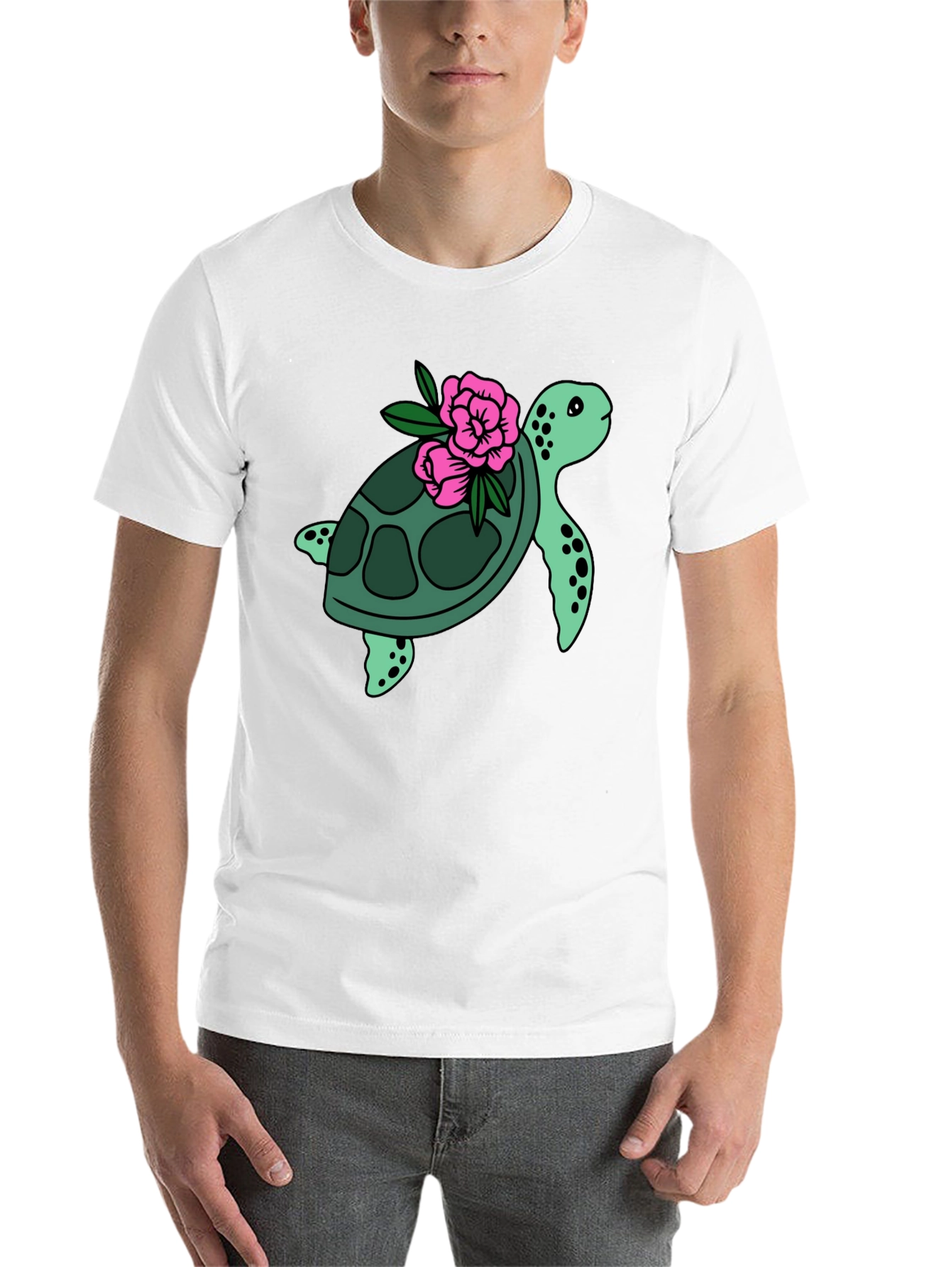 Black Turtle & Flower Graphic Tee - Black view 14