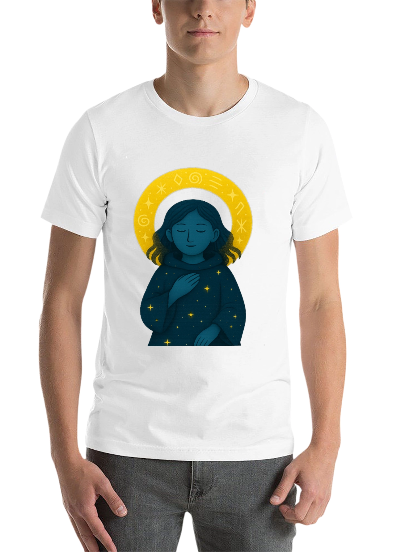 Black Celestial Starry Night Graphic Tee - Unisex Black T-Shirt view 14