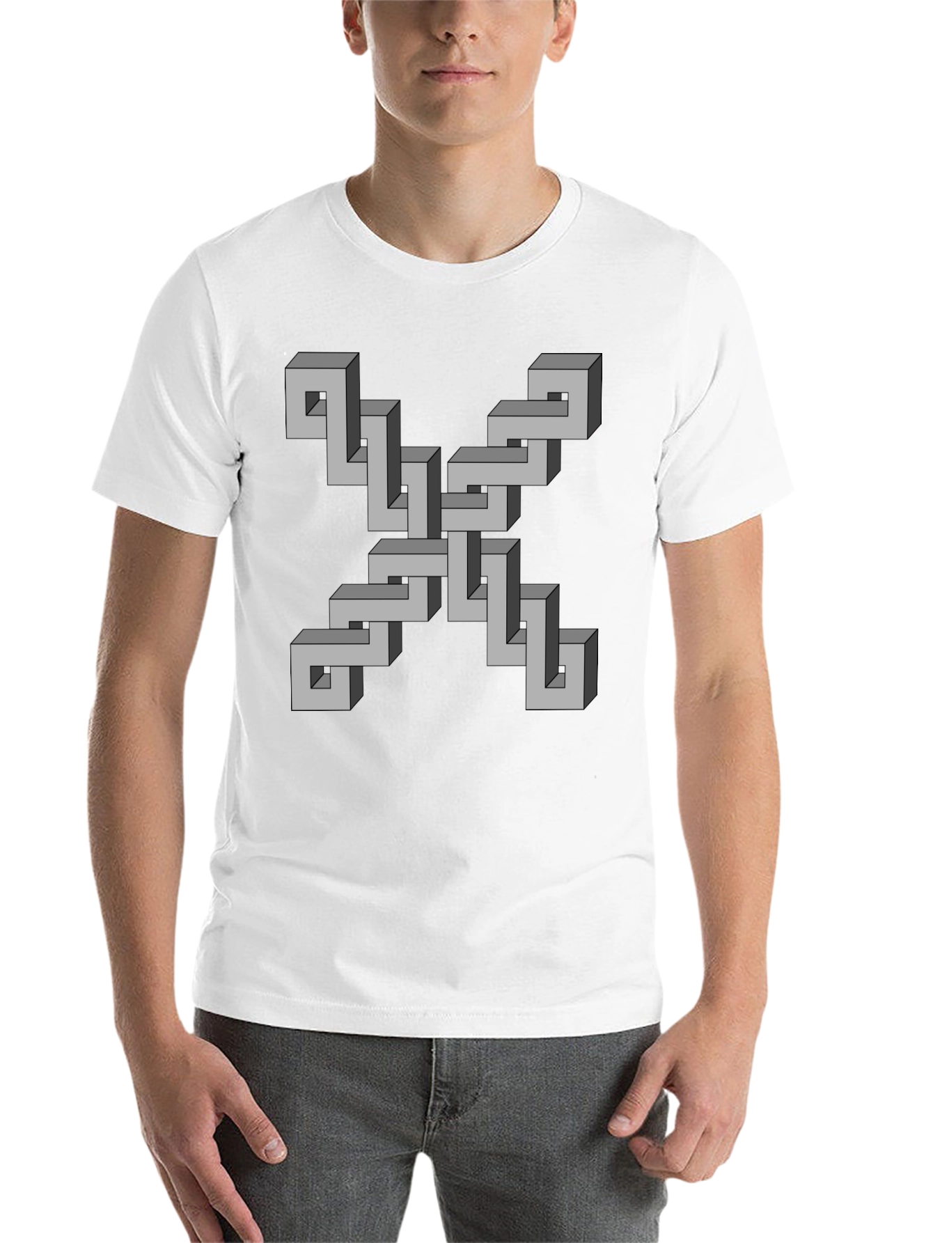 Black Optical Illusion Geometric T-Shirt view 14