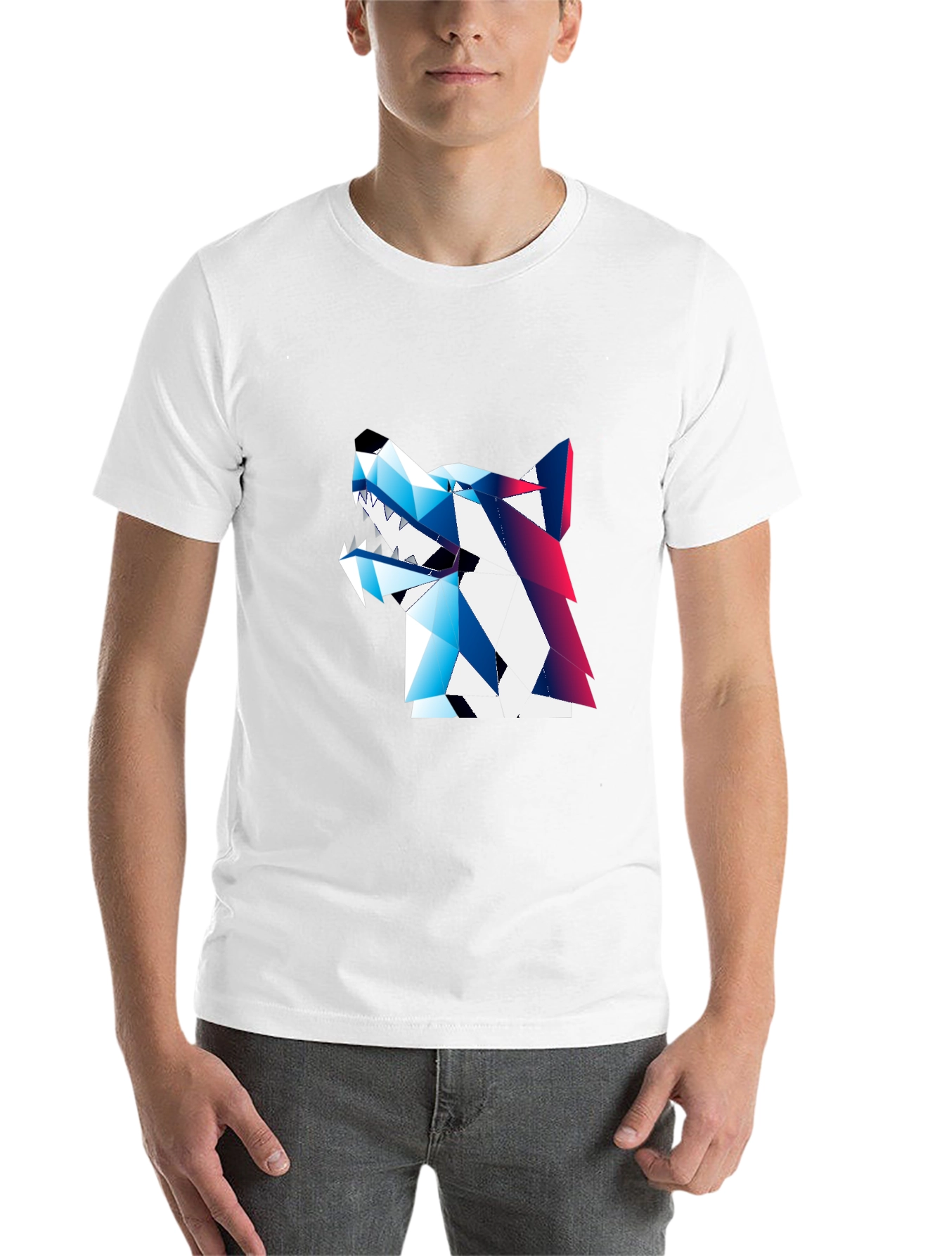 Black Geometric Wolf Graphic Tee - Modern Streetwear view 14