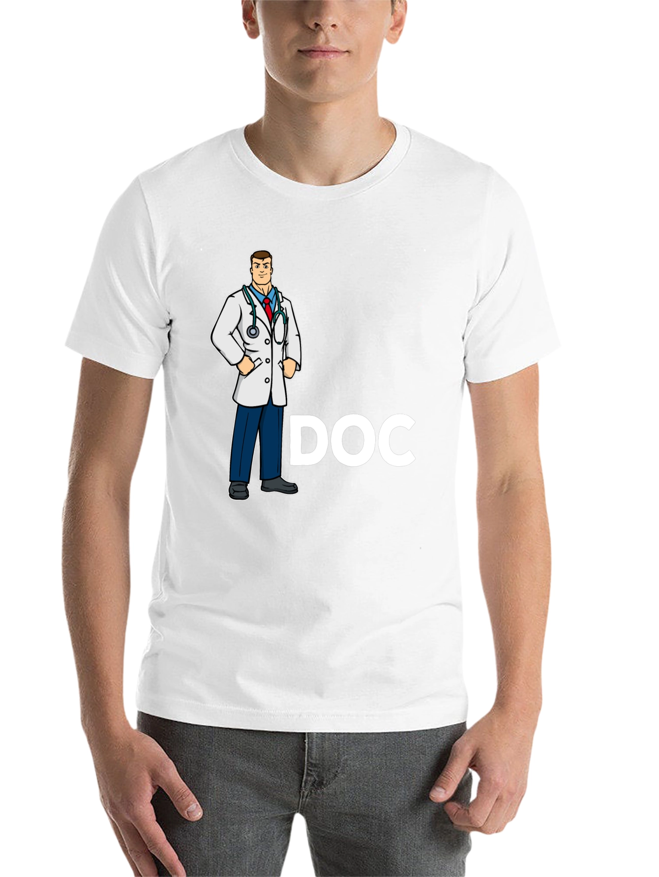 Black Doctor Cartoon Graphic Black T-Shirt view 14