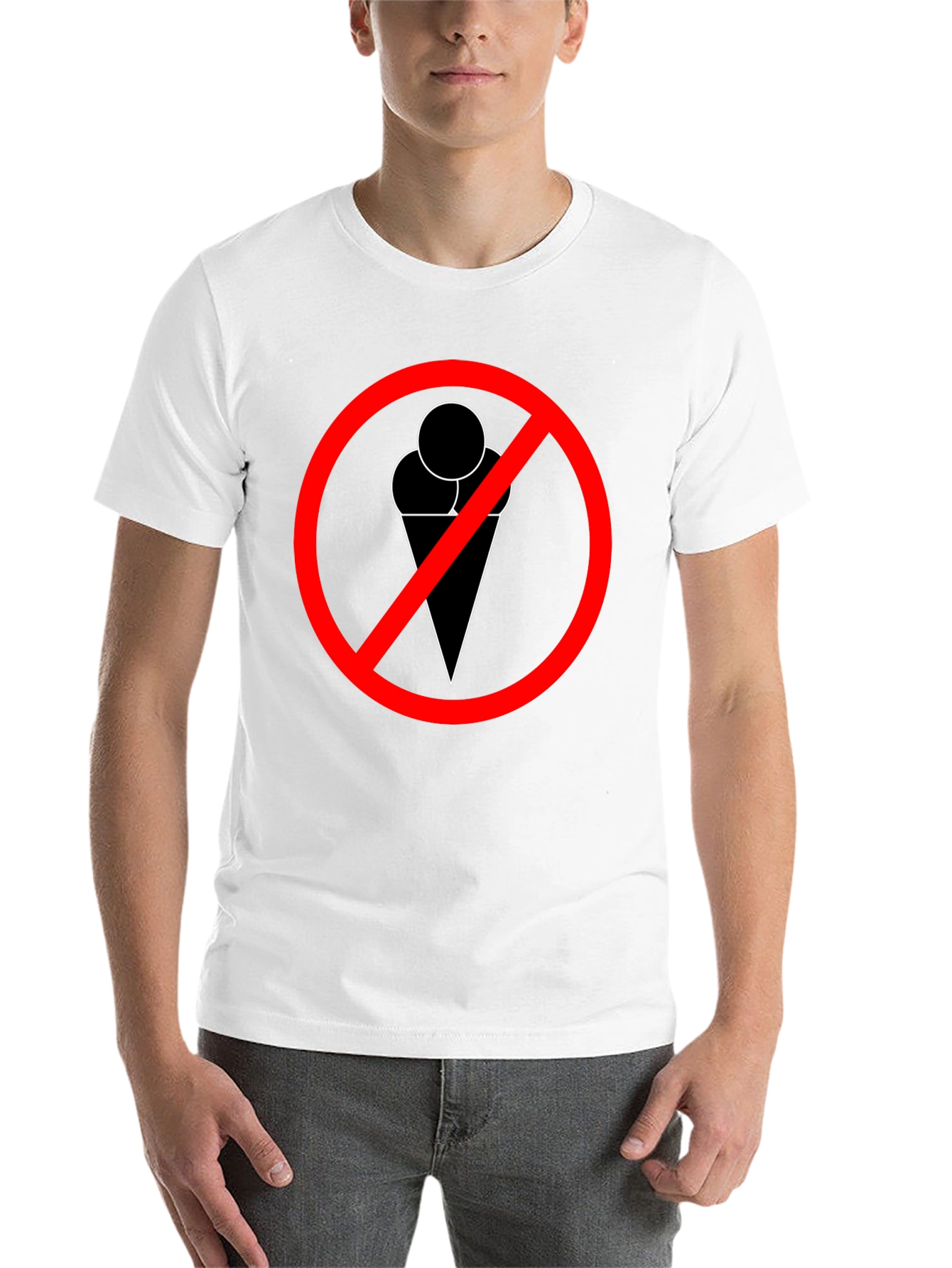 Black No Ice Cream Zone T-Shirt - Soft Cotton Blend, Forbidden Dessert view 14