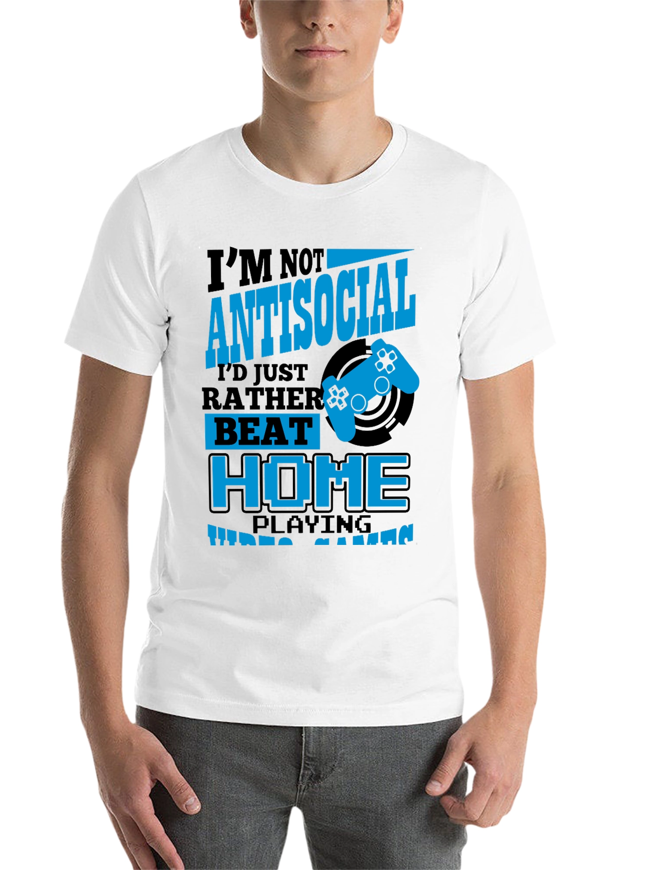 Black I'm Not Antisocial Funny Gamer T-Shirt view 14