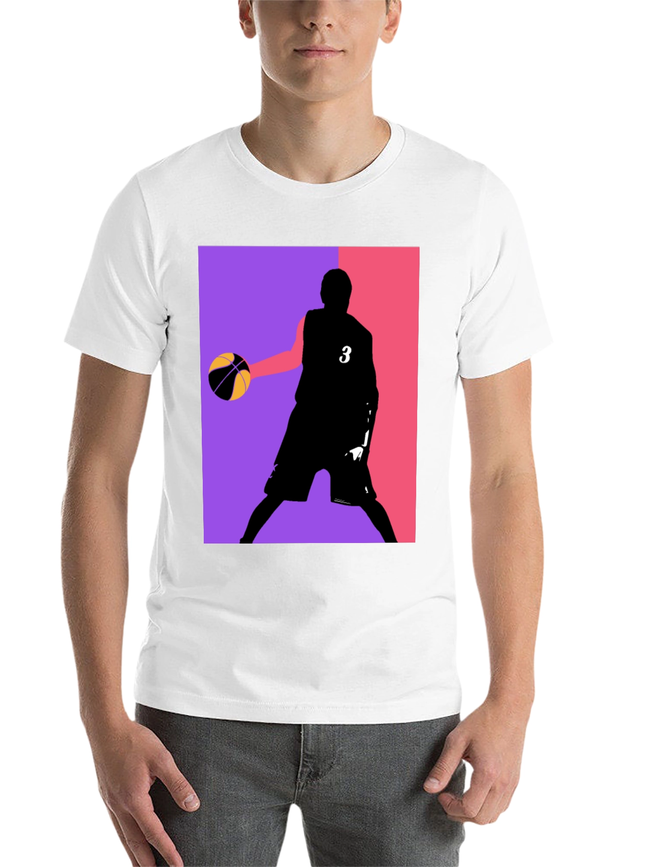 Black Basketball Player Graphic Tee - Black Cotton Blend view 14