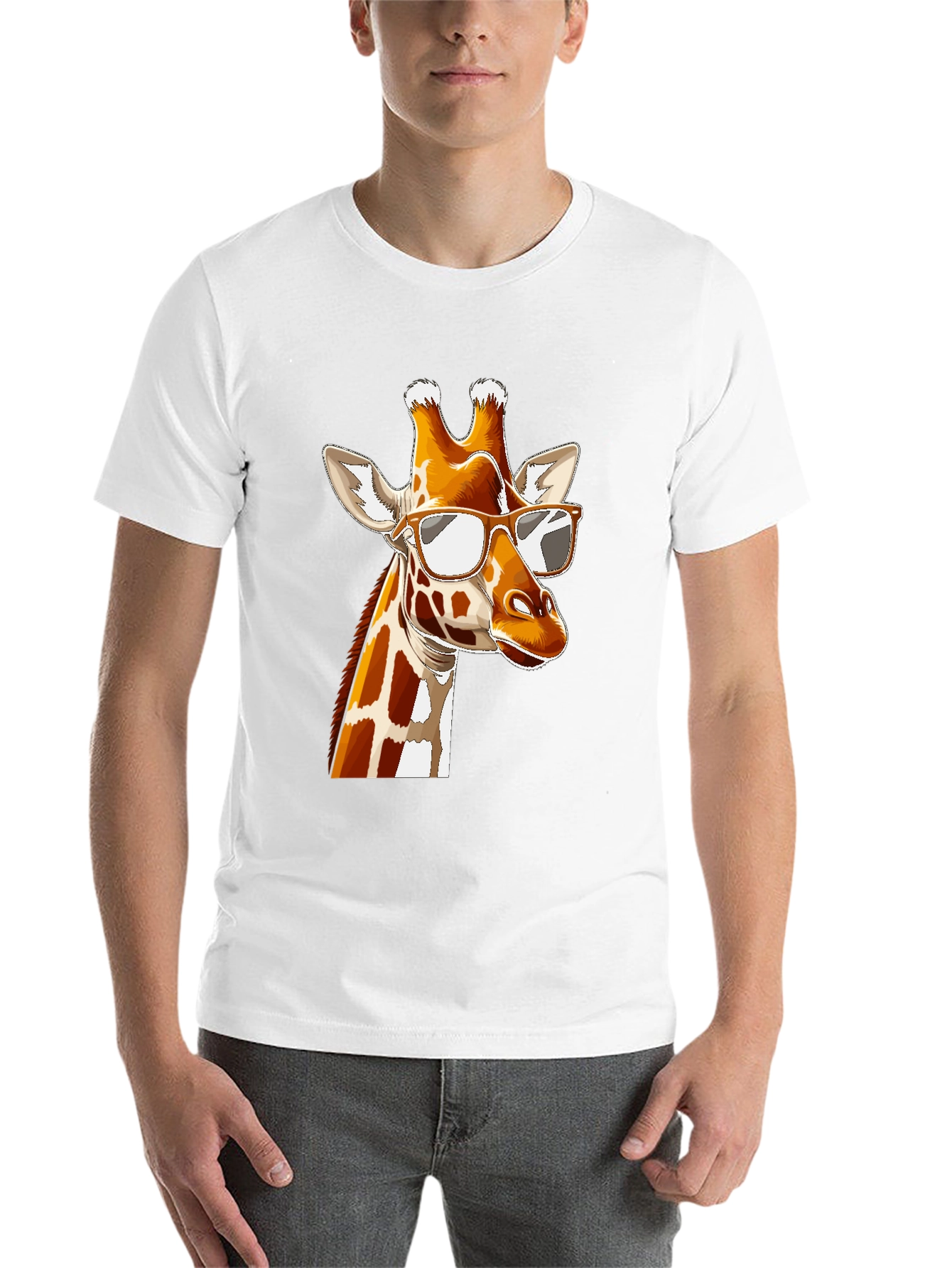 Black Cool Giraffe Graphic Tee - Black Cotton T-Shirt view 14