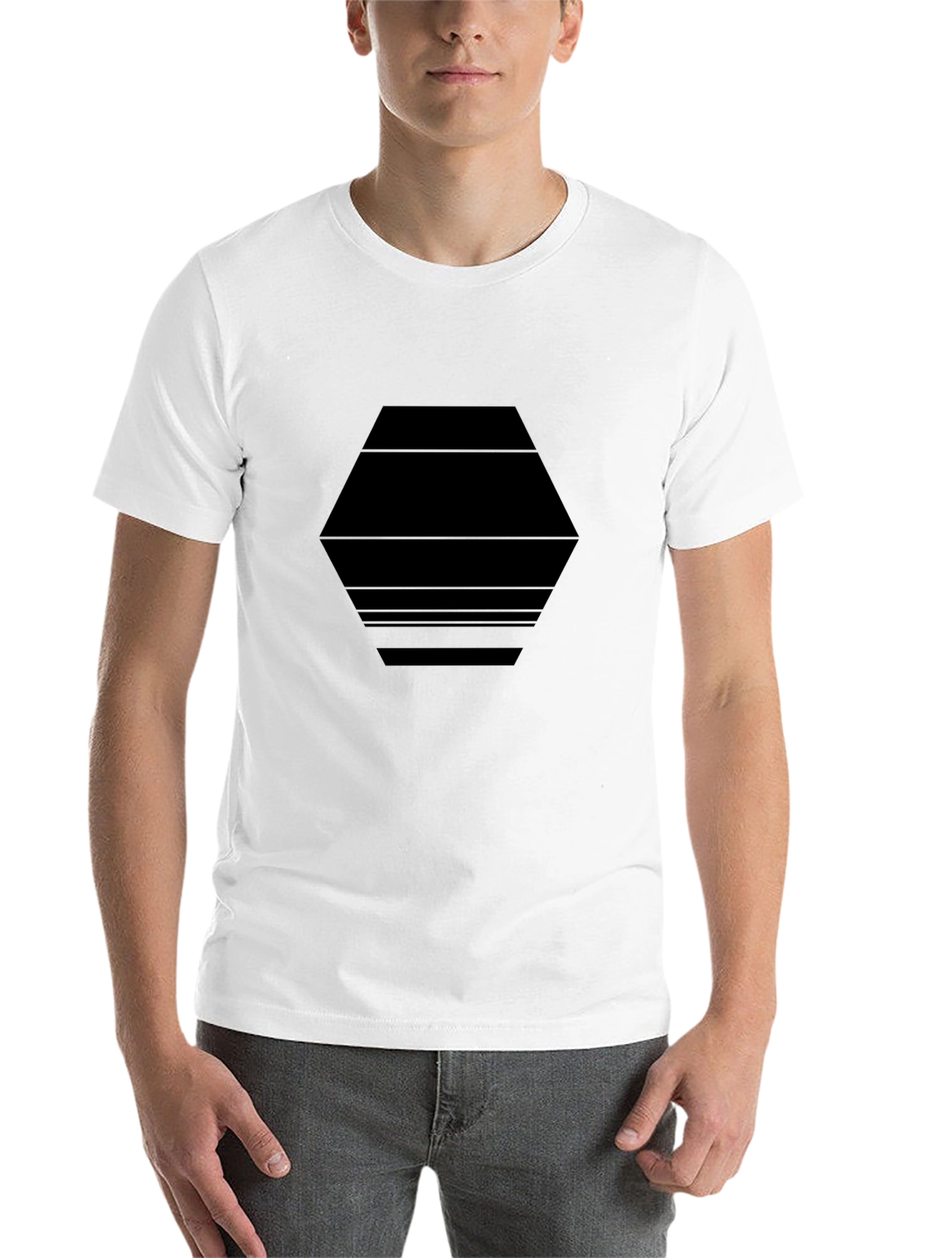 Black Modern Black Hexagon Graphic Tee - Stylish Casual Wear view 14