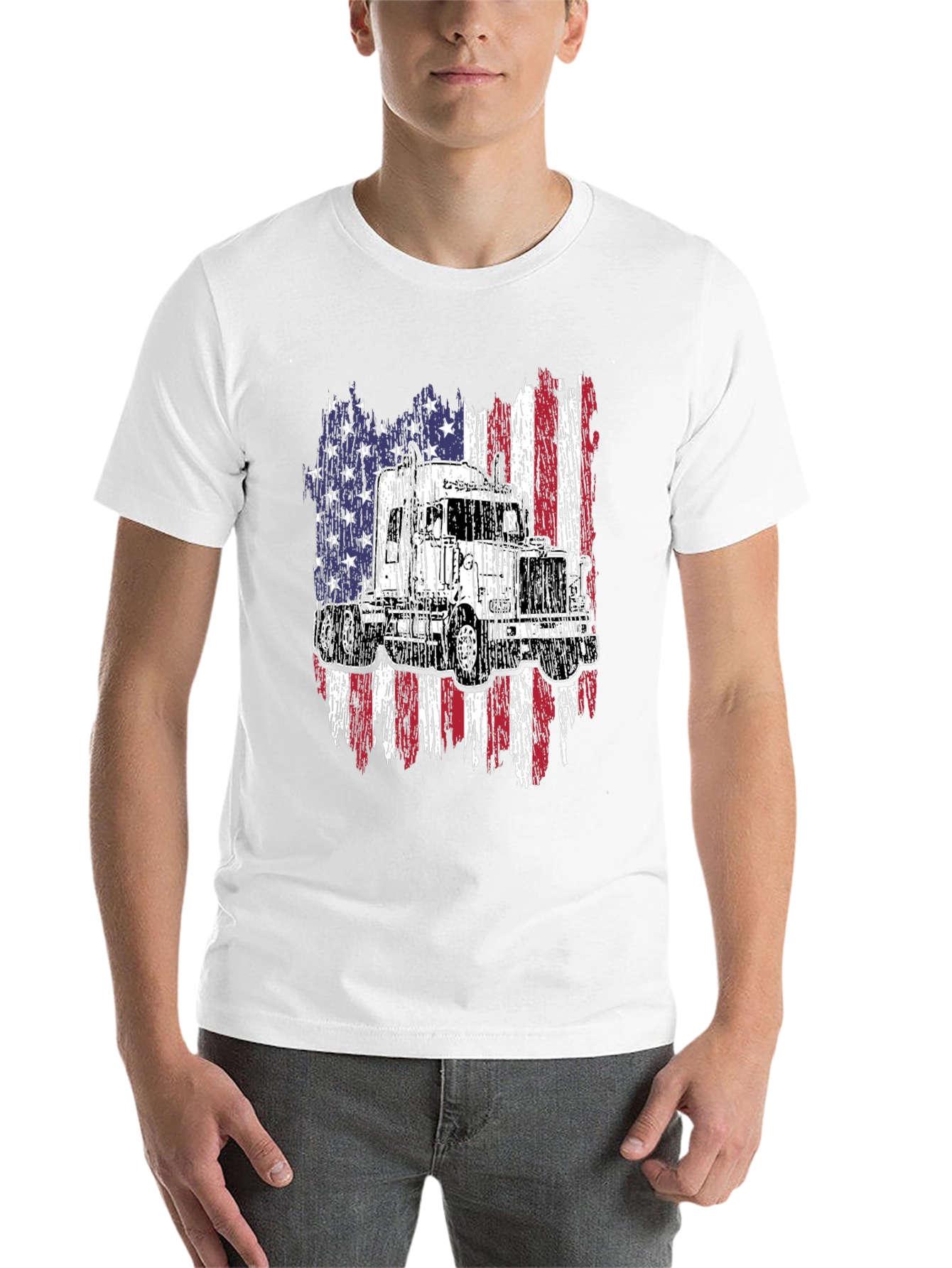 Black Trucker USA Flag Graphic T-Shirt view 14