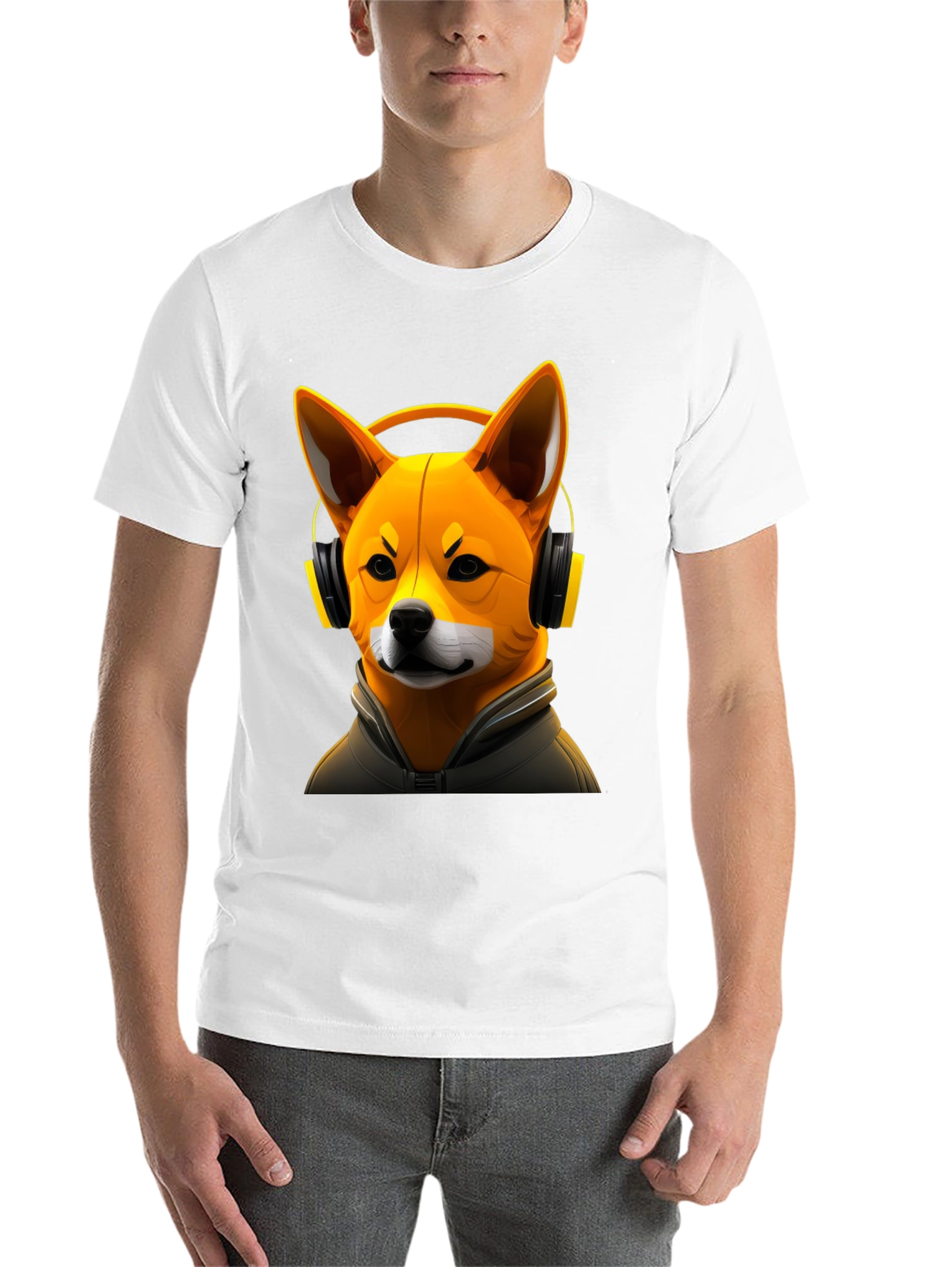Black Dog DJ Graphic Tee - Shiba Inu with Headphones view 14
