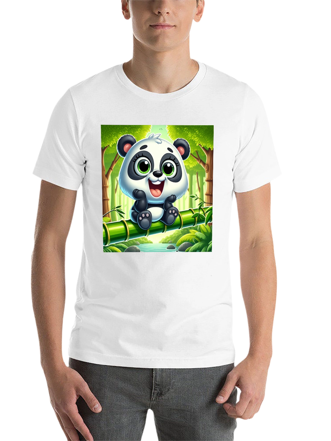 Black Cute Cartoon Panda T-Shirt view 14