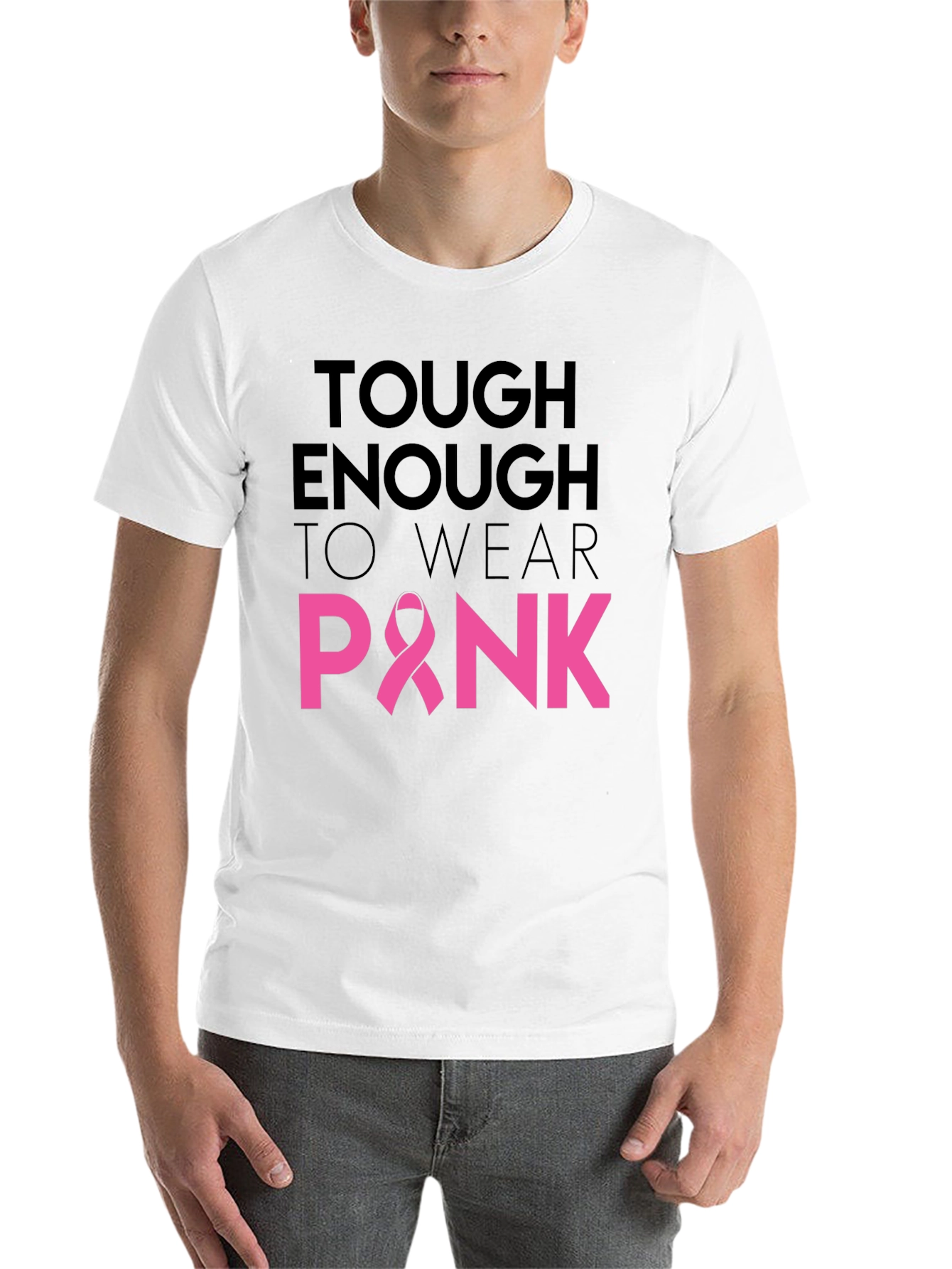 Black Tough Enough To Wear Pink Ribbon T-Shirt view 14