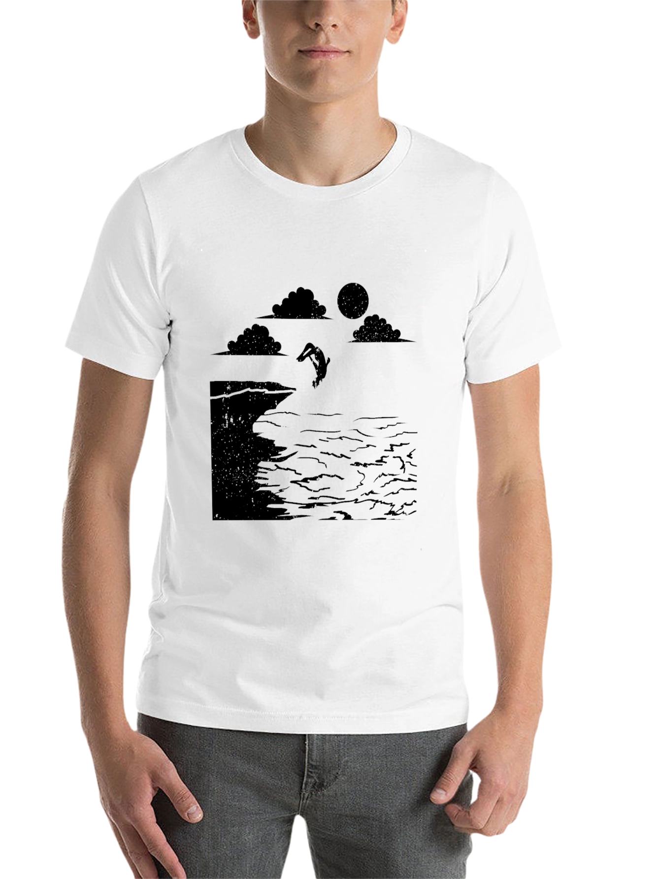 Black Black Cliff Diver Graphic Tee - Unique Design view 14