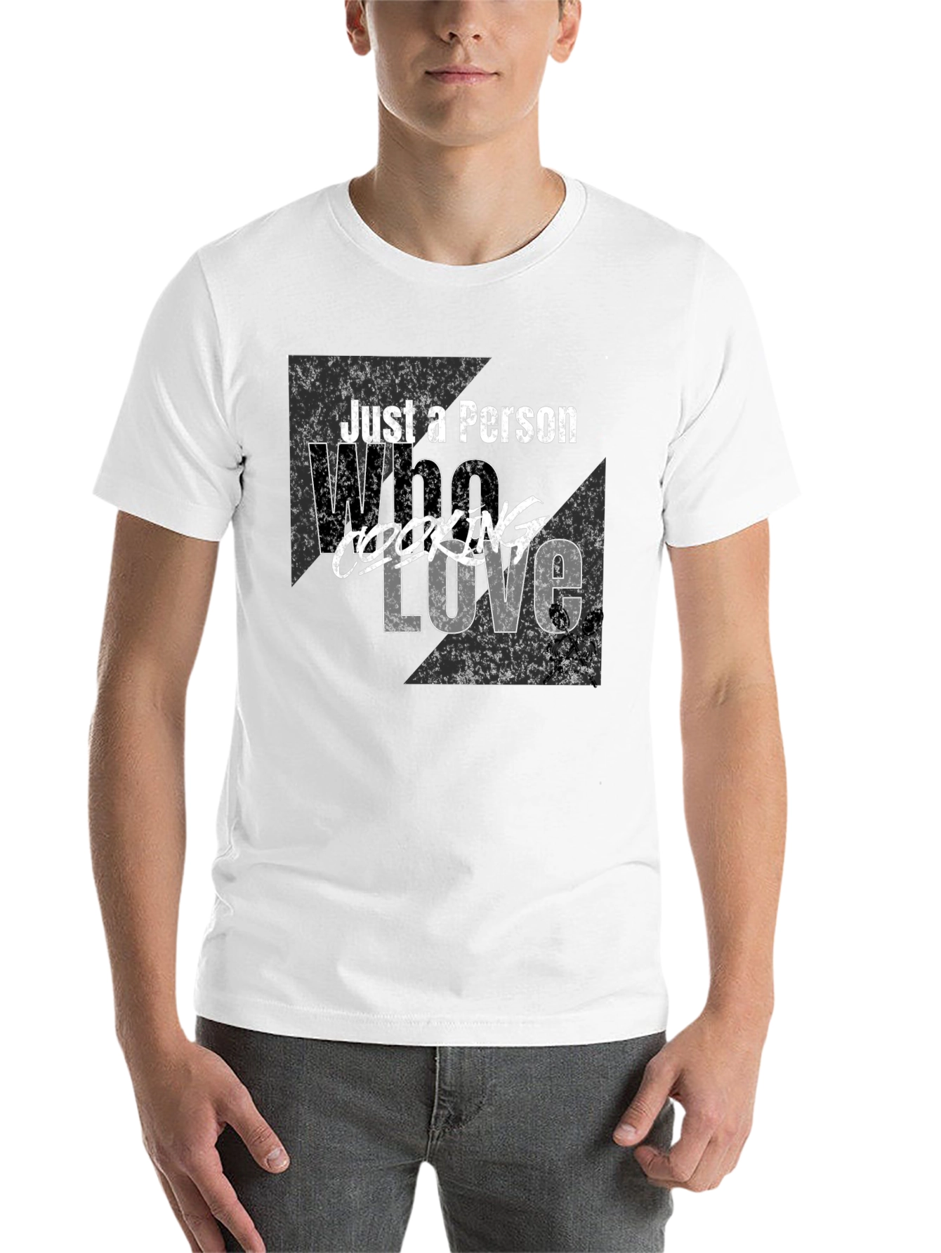 Black Just A Person Who Loves Cooking T-Shirt view 14