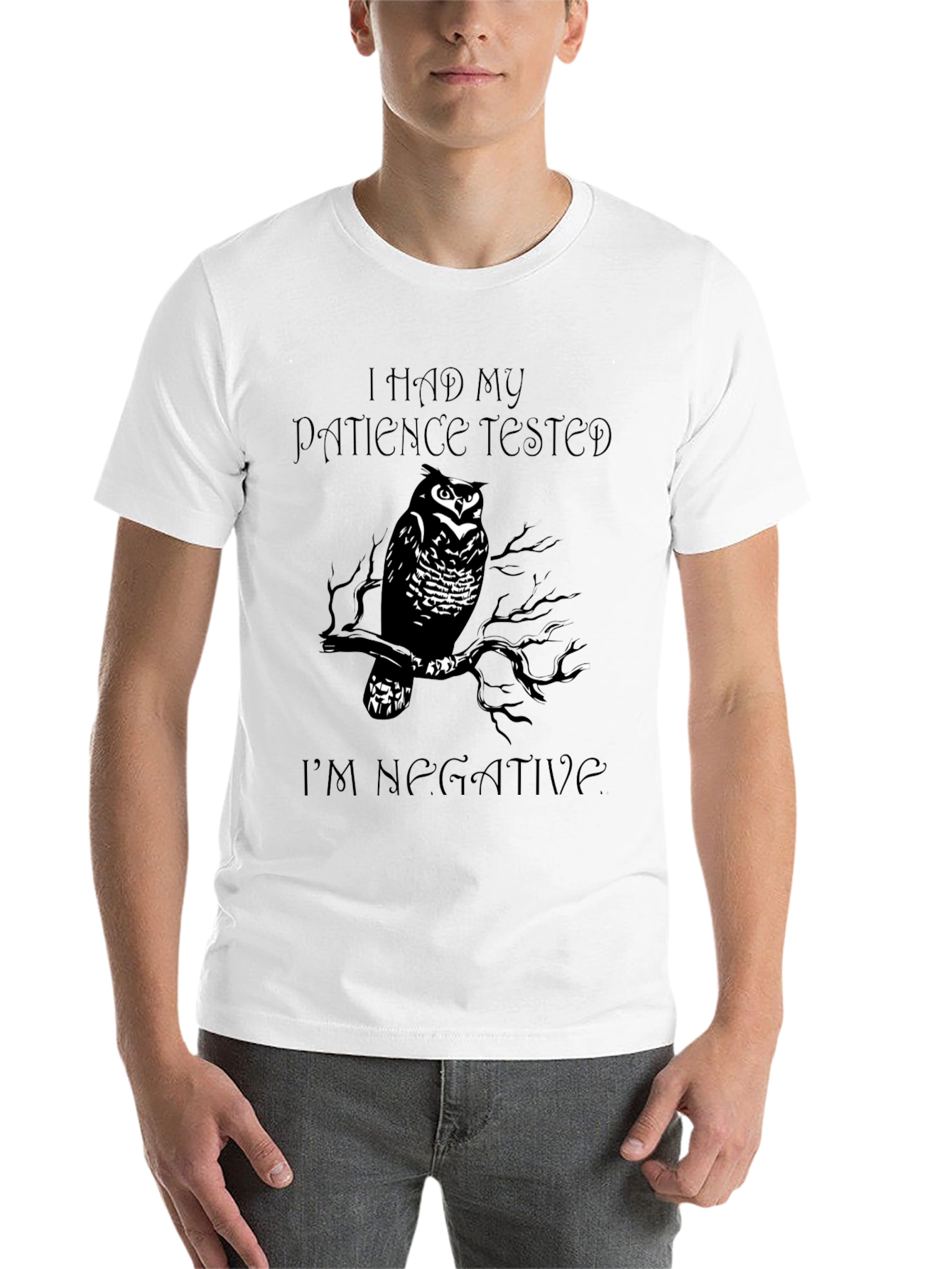 Black Patience Tested Owl T-Shirt - Negative Attitude Style view 14