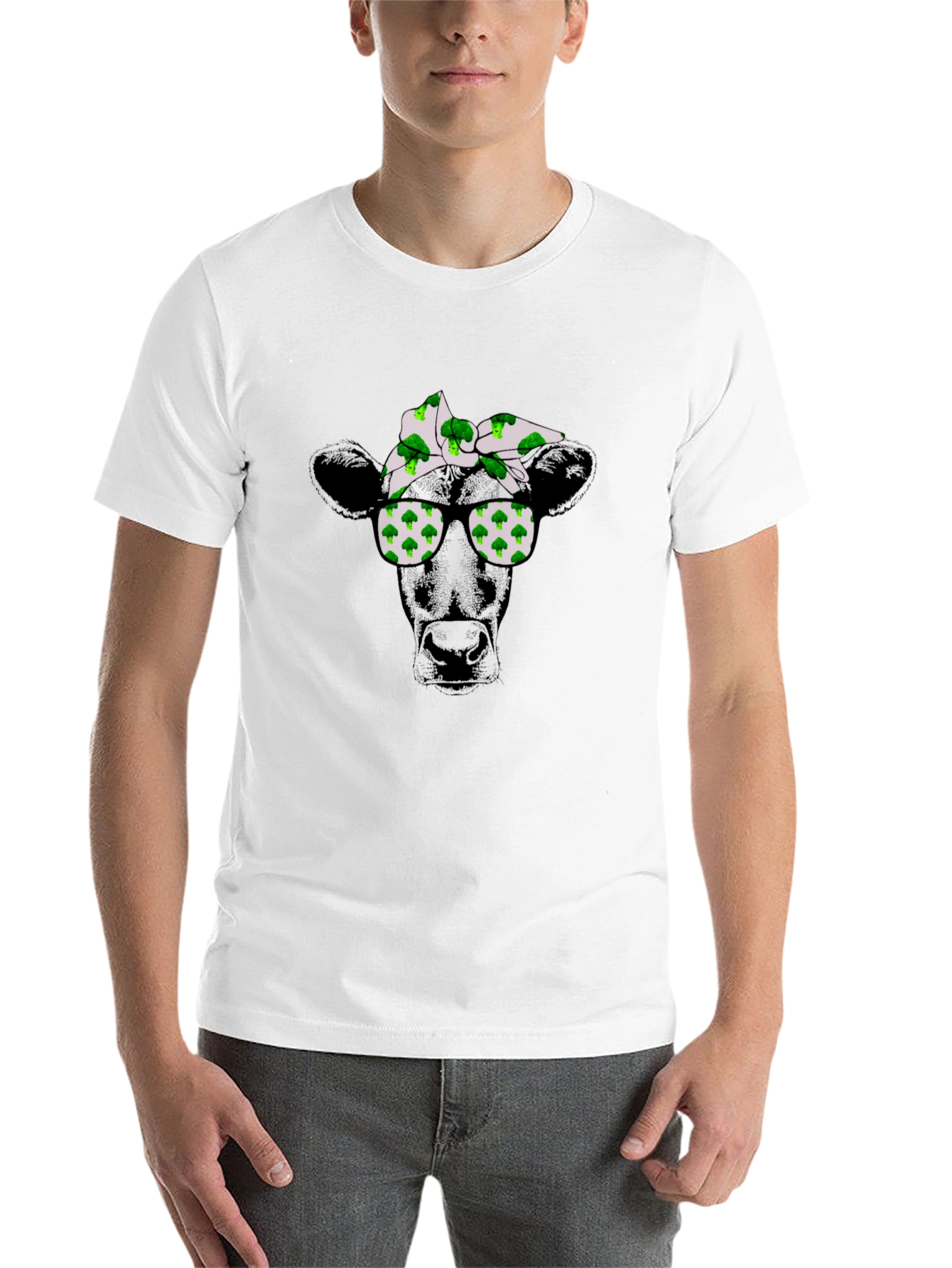 Black Cool Cow Broccoli Bandana T-Shirt view 14