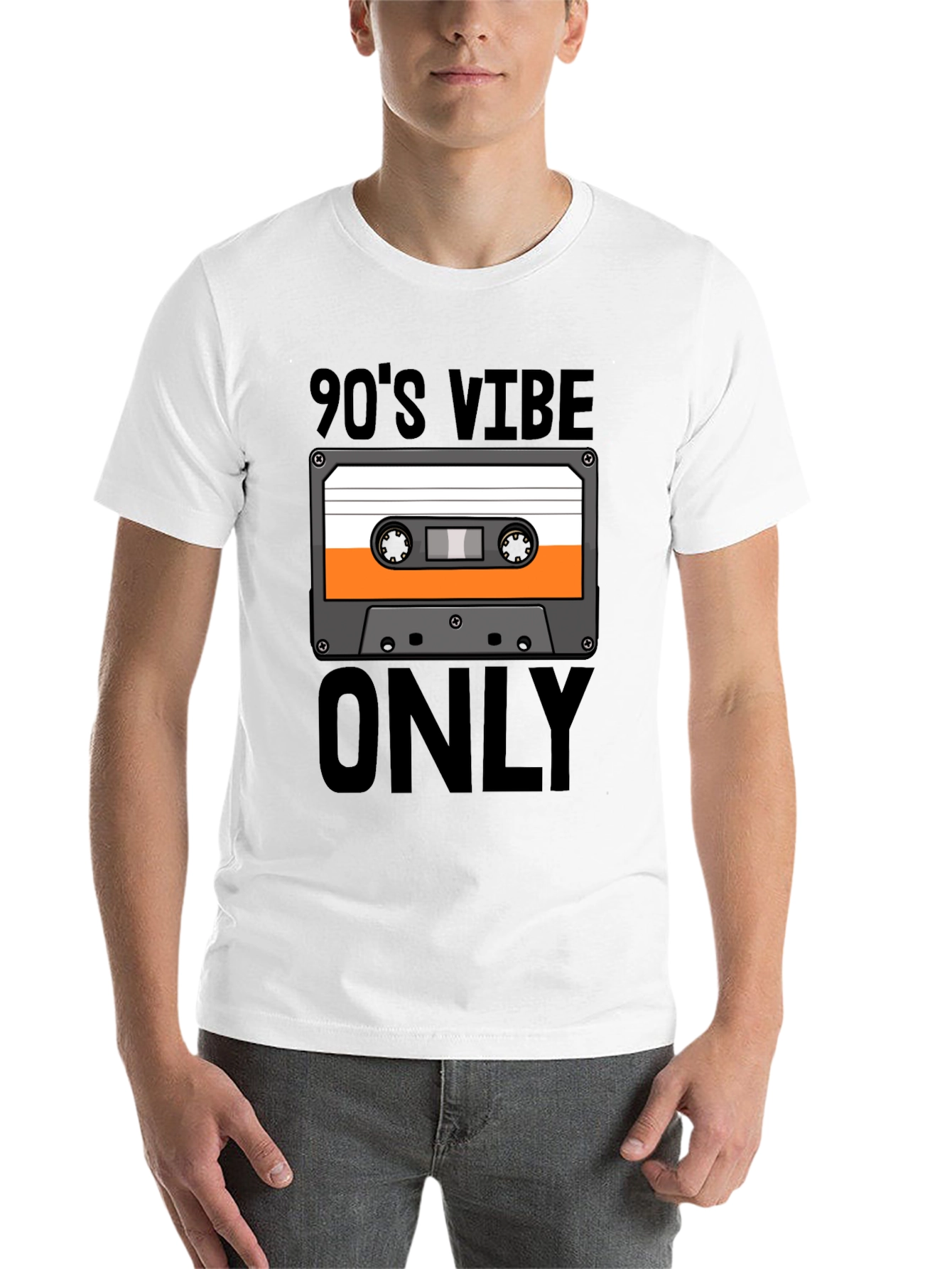 Black 90's Vibe Only Cassette Tape T-Shirt - Retro Style Tee view 14